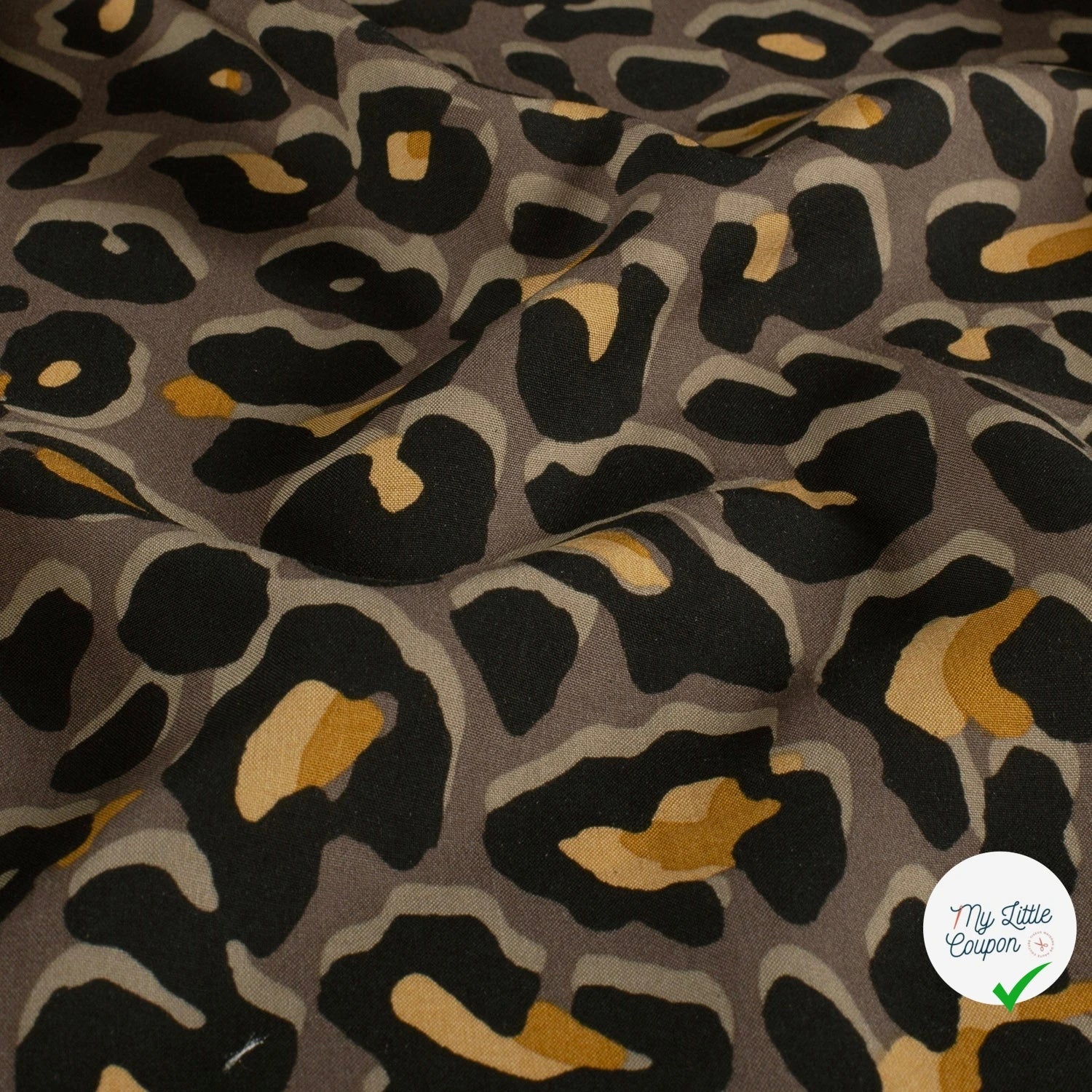Popeline de viscose fleurs gris