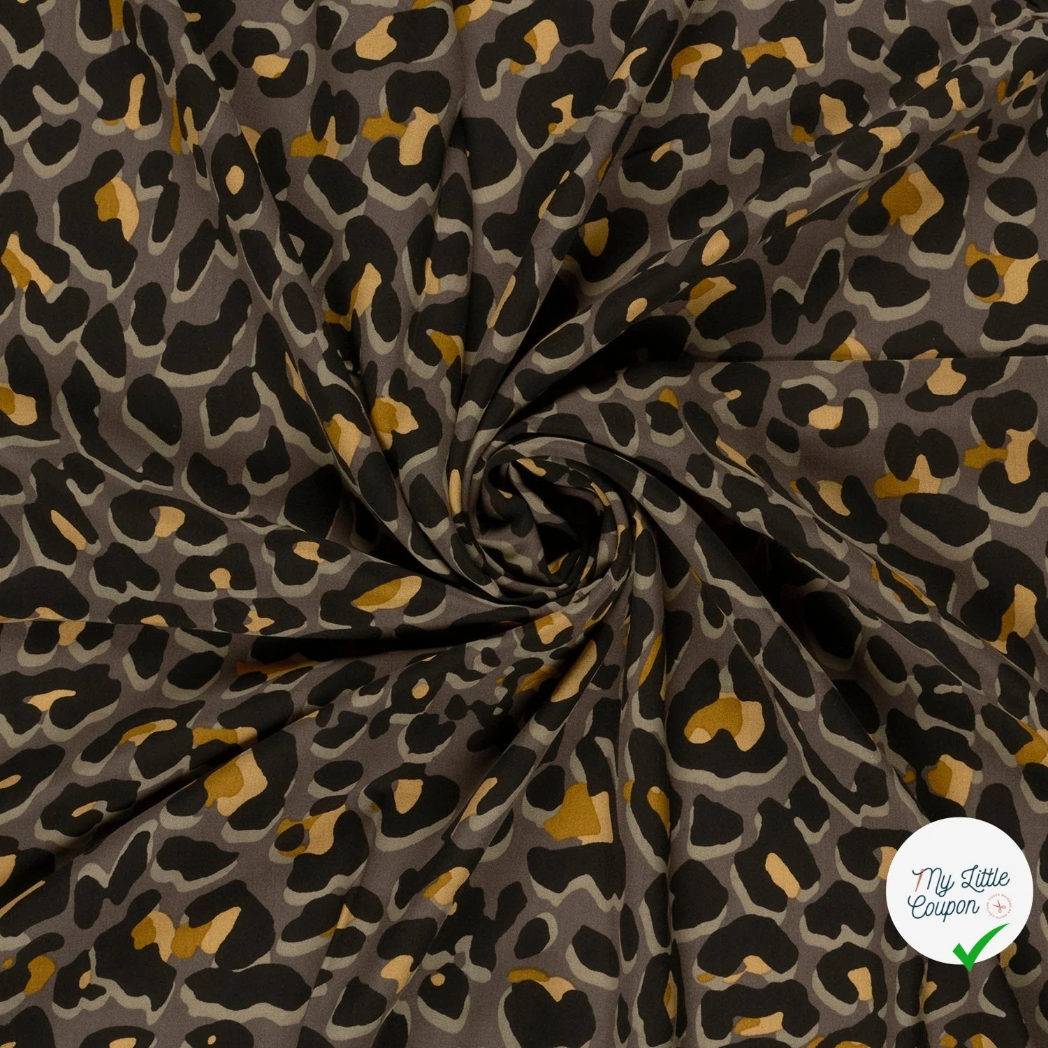 POPELINE DE VISCOSE FLEURS GRIS - My Little Coupon