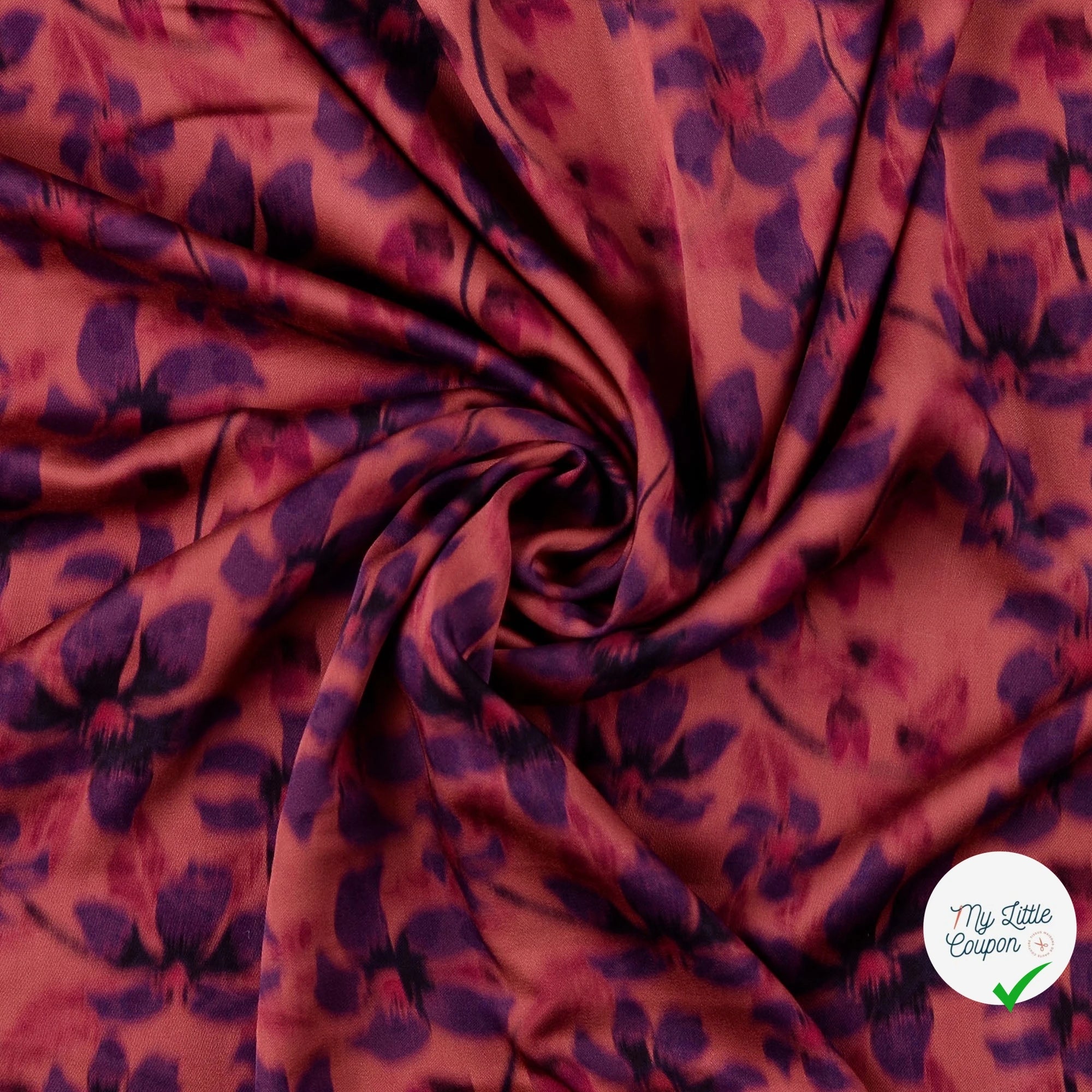 Popeline de viscose fleurs rouge - drapé