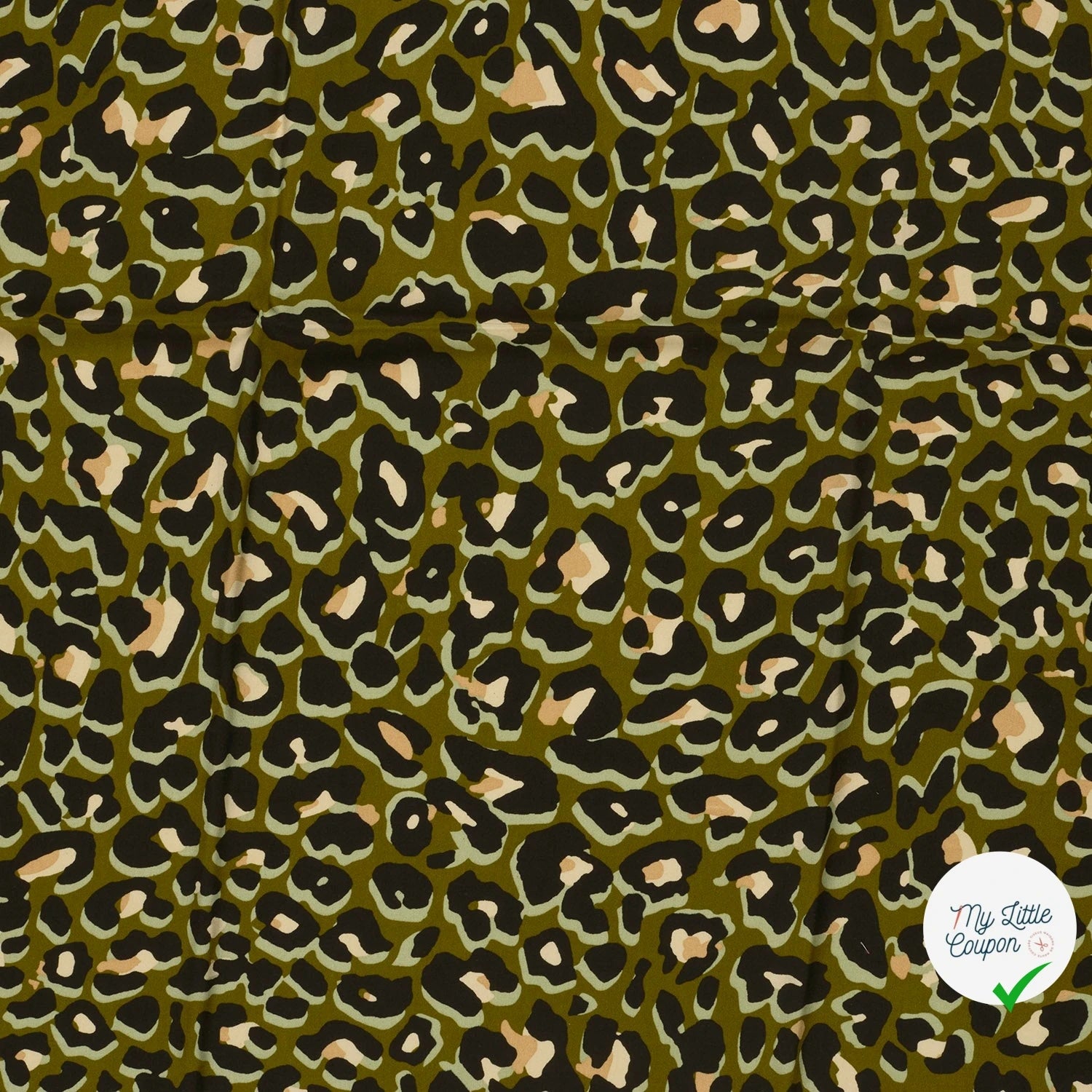 POPELINE DE VISCOSE FLEURS VERT KAKI - My Little Coupon