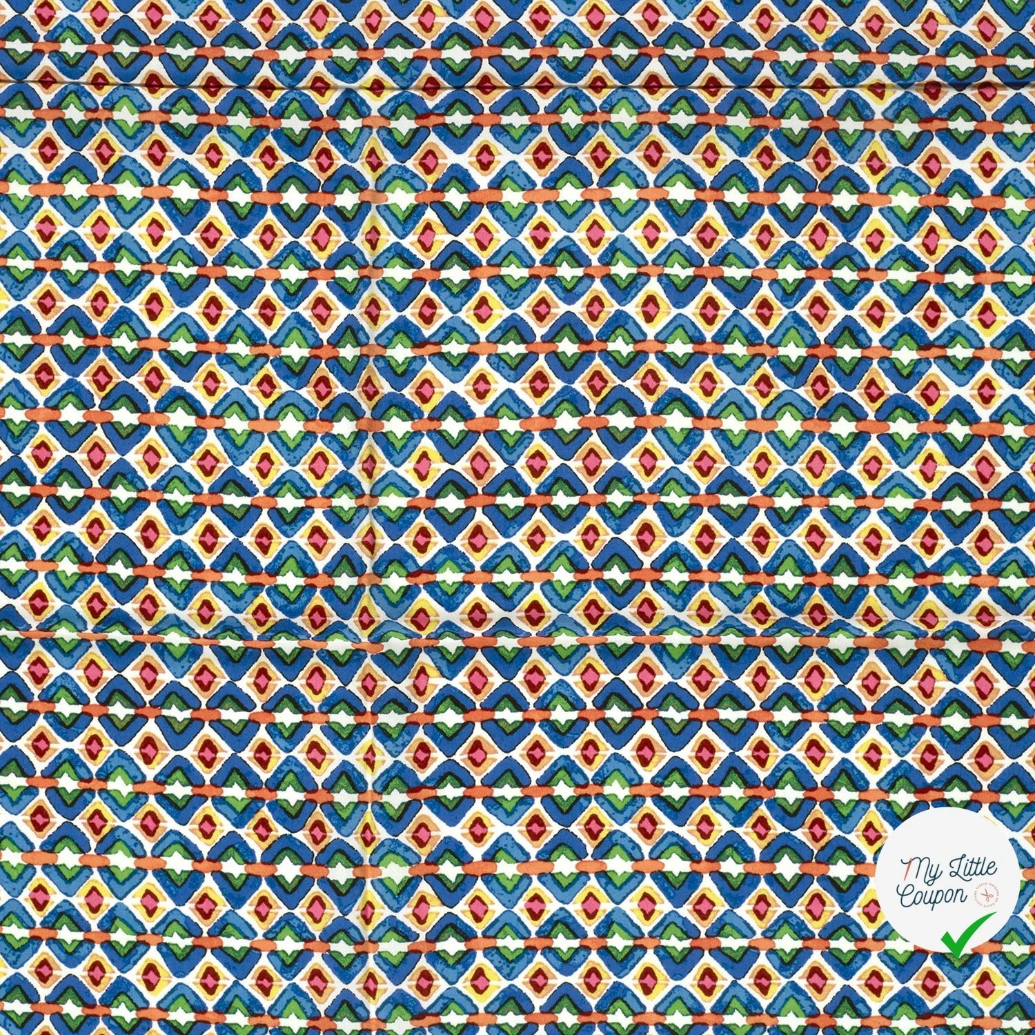 POPELINE DE VISCOSE IMPRIMÉ ABSTRAIT INDIGO - My Little Coupon