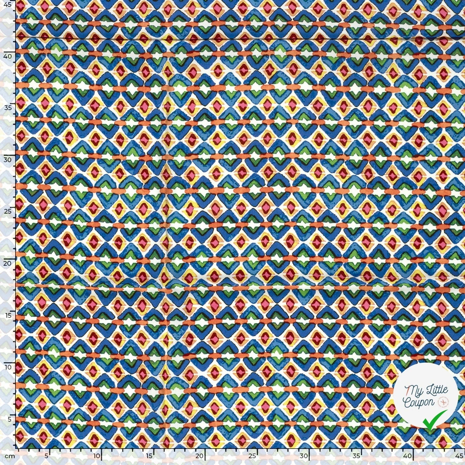 POPELINE DE VISCOSE IMPRIMÉ ABSTRAIT INDIGO - My Little Coupon