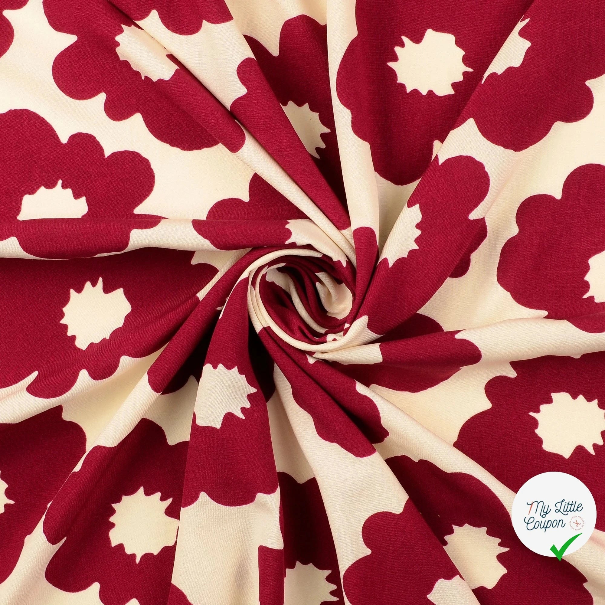 POPELINE DE VISCOSE UNICOLORE BORDEAUX - My Little Coupon