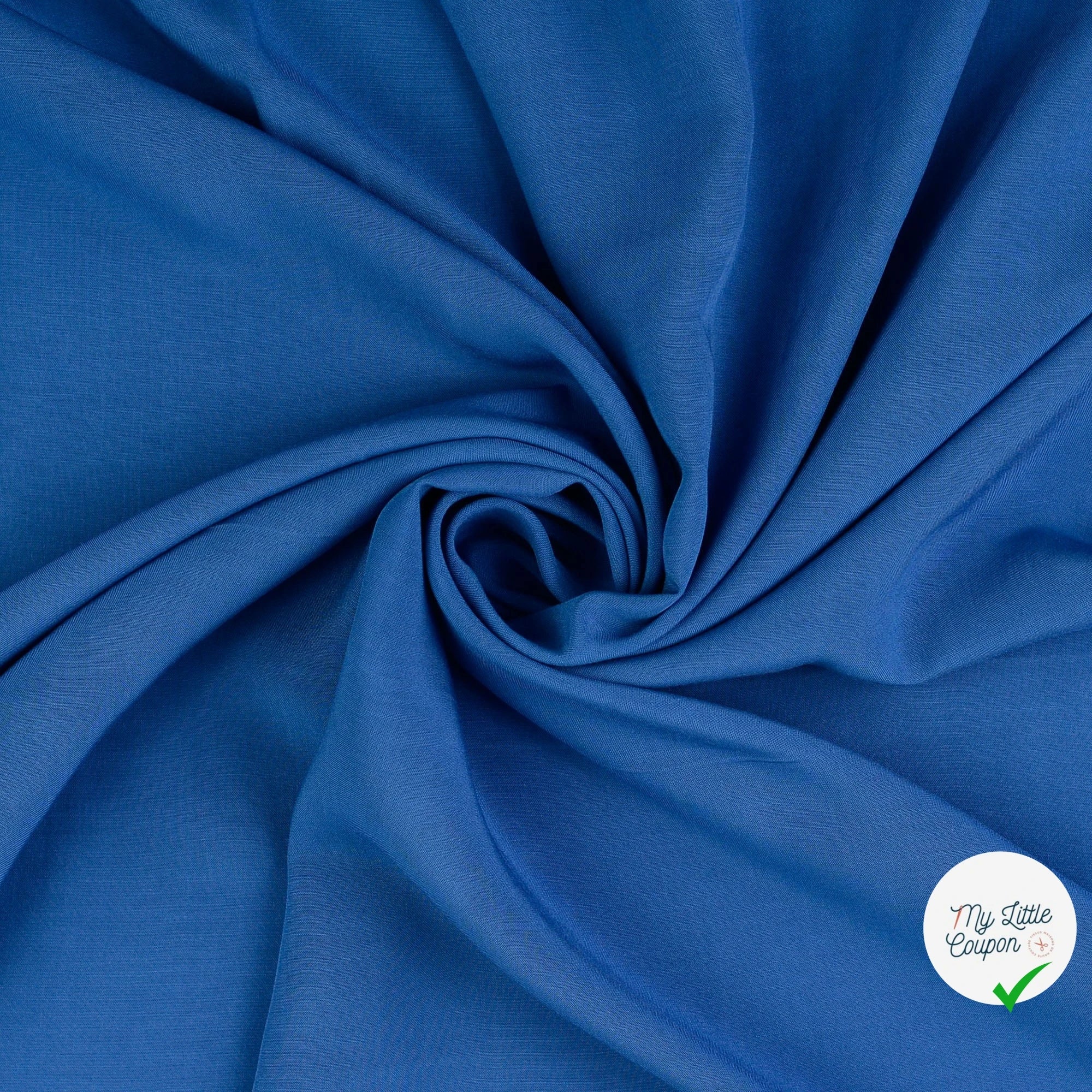 POPELINE DE VISCOSE UNICOLORE COBALT - My Little Coupon