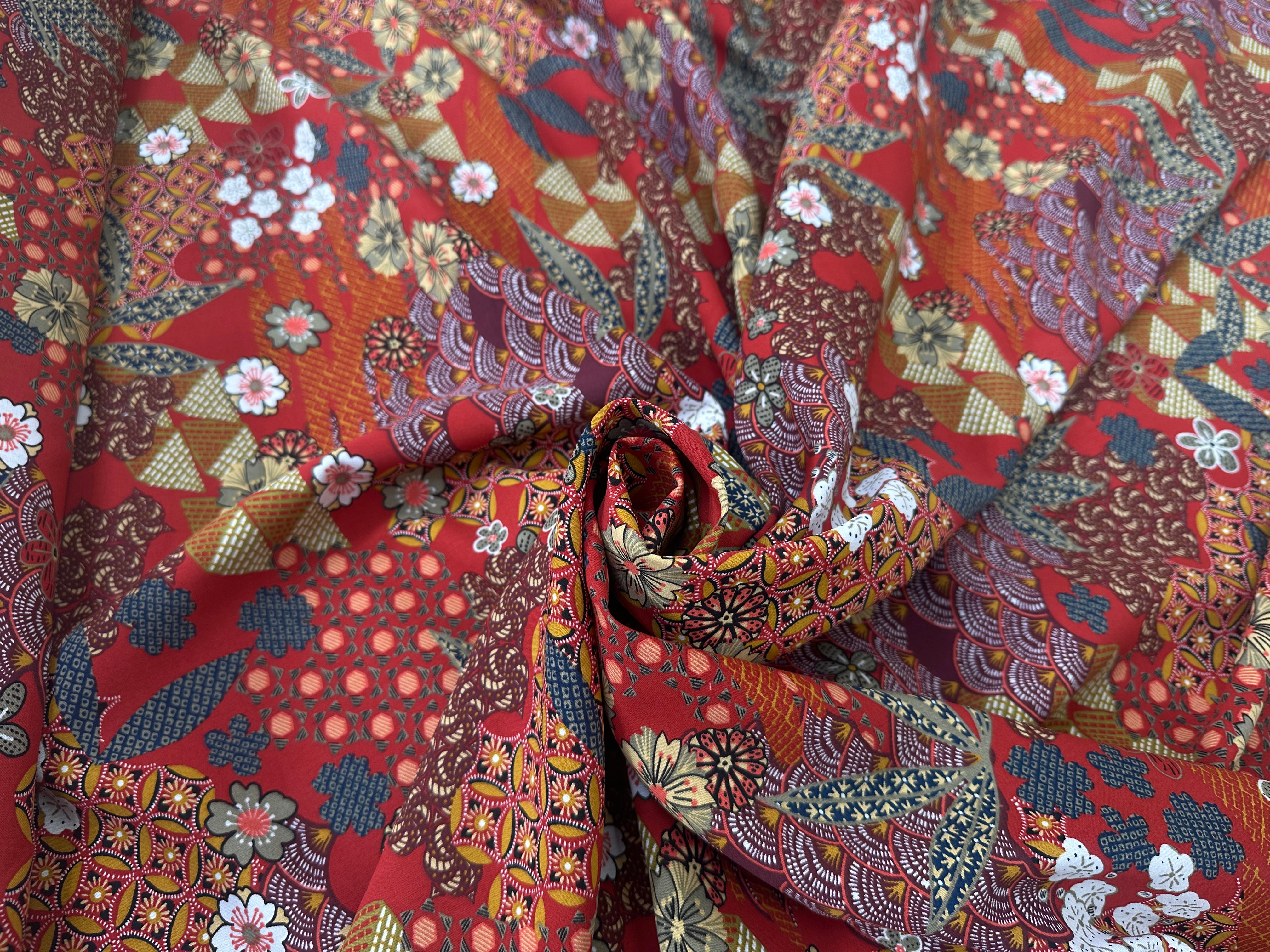 POPELINE DE VISCOSE YIN ROUGE OEKO-TEX - My Little Coupon