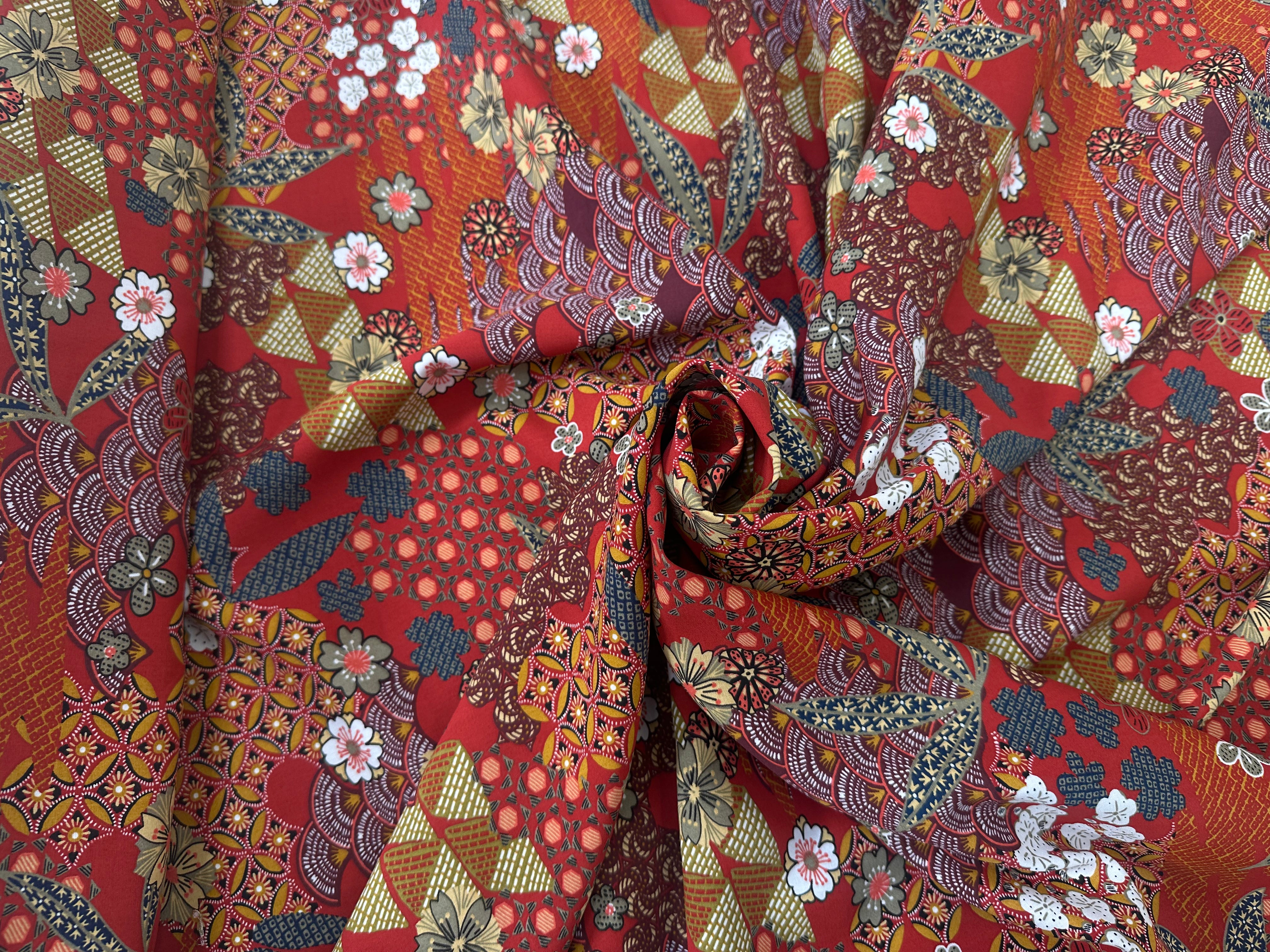POPELINE DE VISCOSE YIN ROUGE OEKO-TEX - My Little Coupon