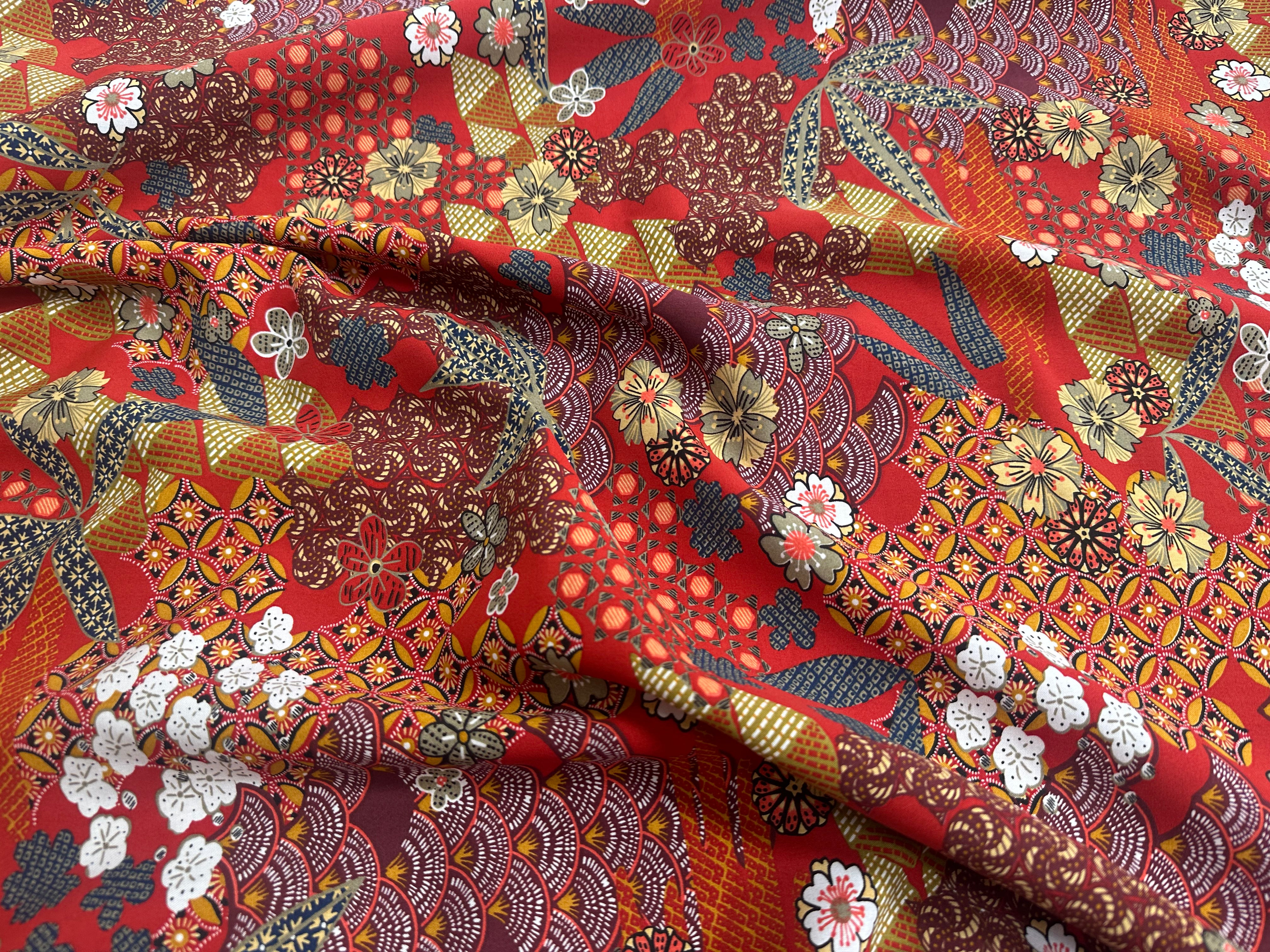 POPELINE DE VISCOSE YIN ROUGE OEKO-TEX - My Little Coupon