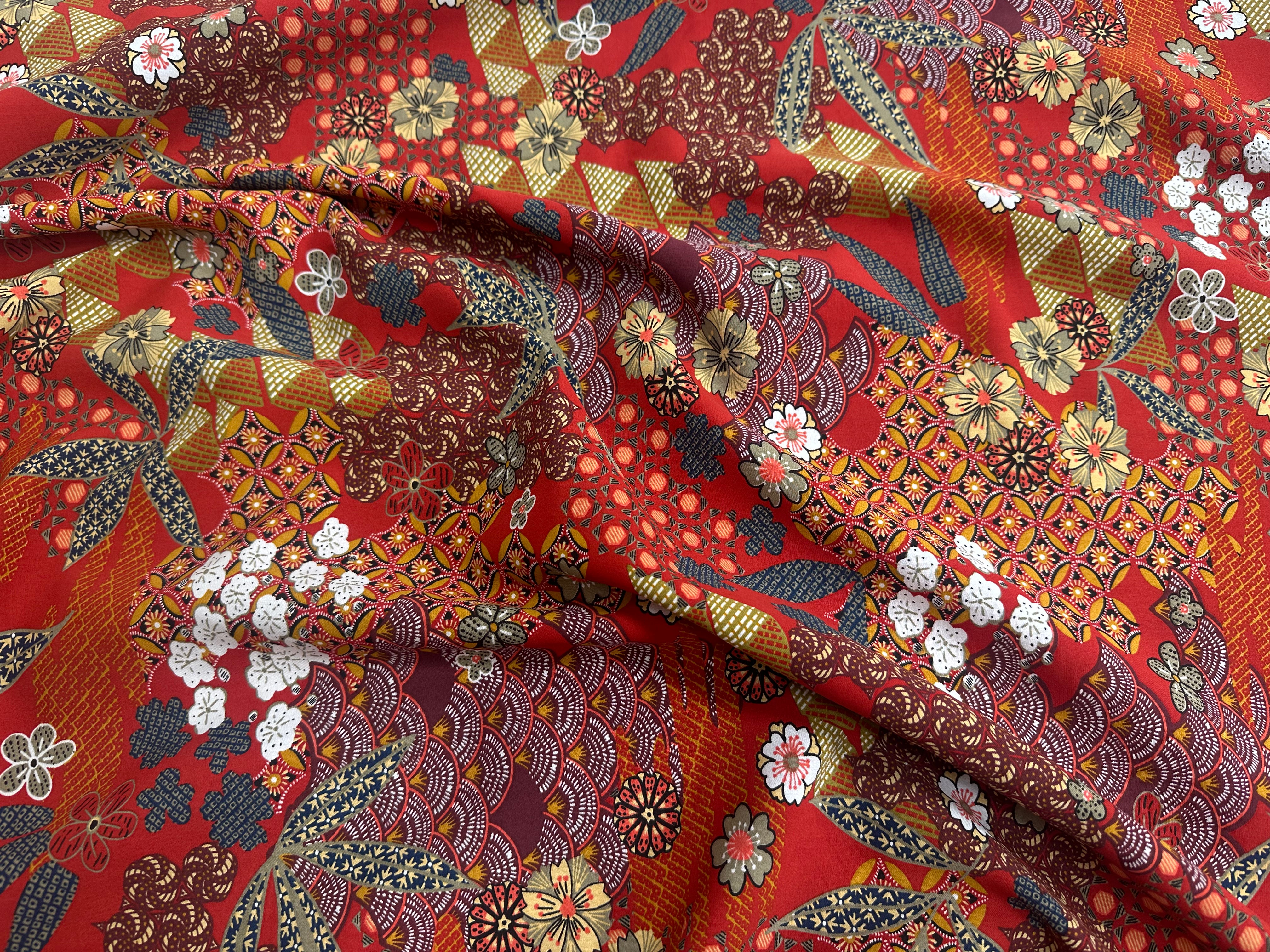 POPELINE DE VISCOSE YIN ROUGE OEKO-TEX - My Little Coupon