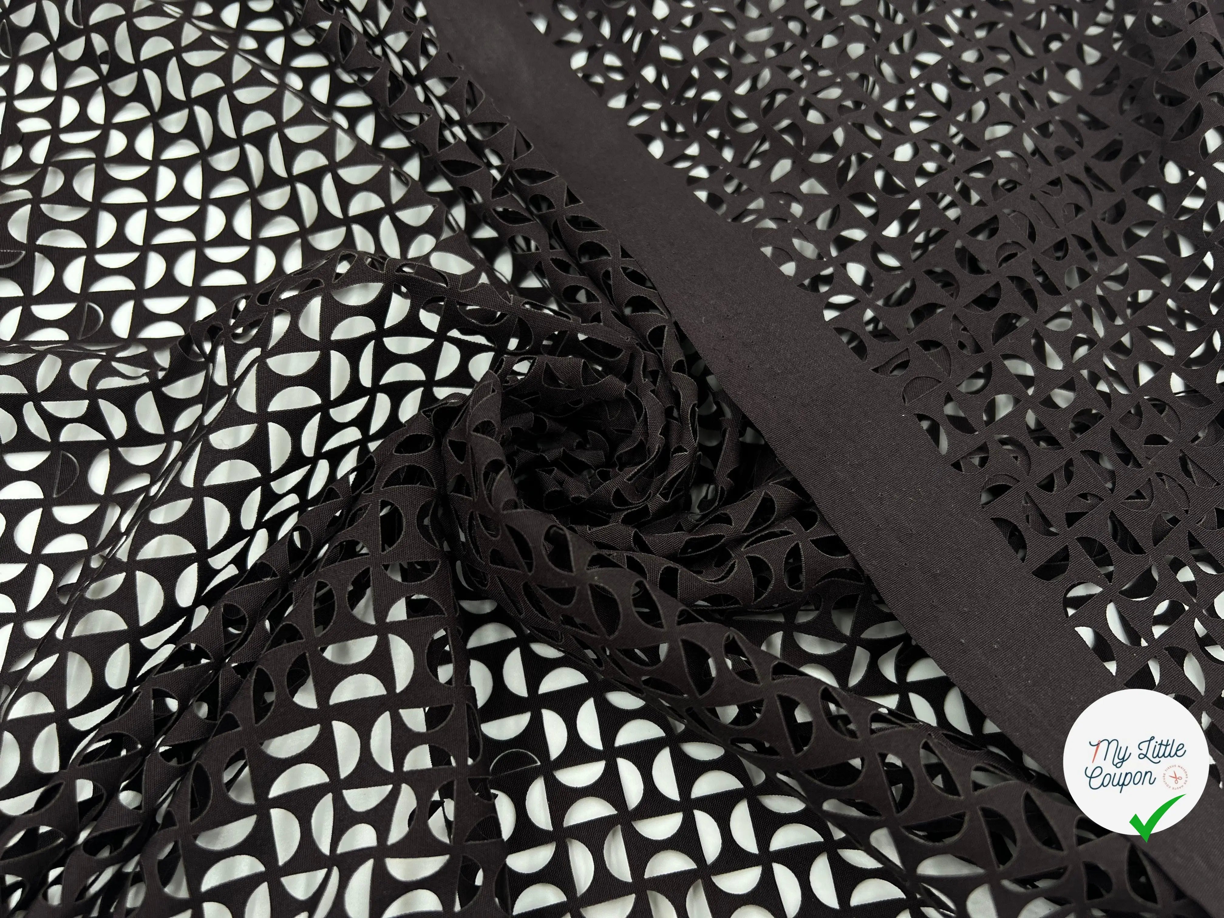POPELINE DÉCOUPÉE MARRON GÉOMETRIQUES - My Little Coupon - tissu - coudre