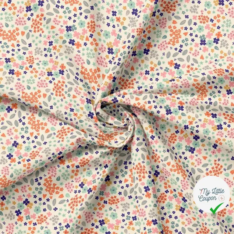 POPELINE DOANNE ECRU / ORANGE 1W Y4X 145 - My Little Coupon