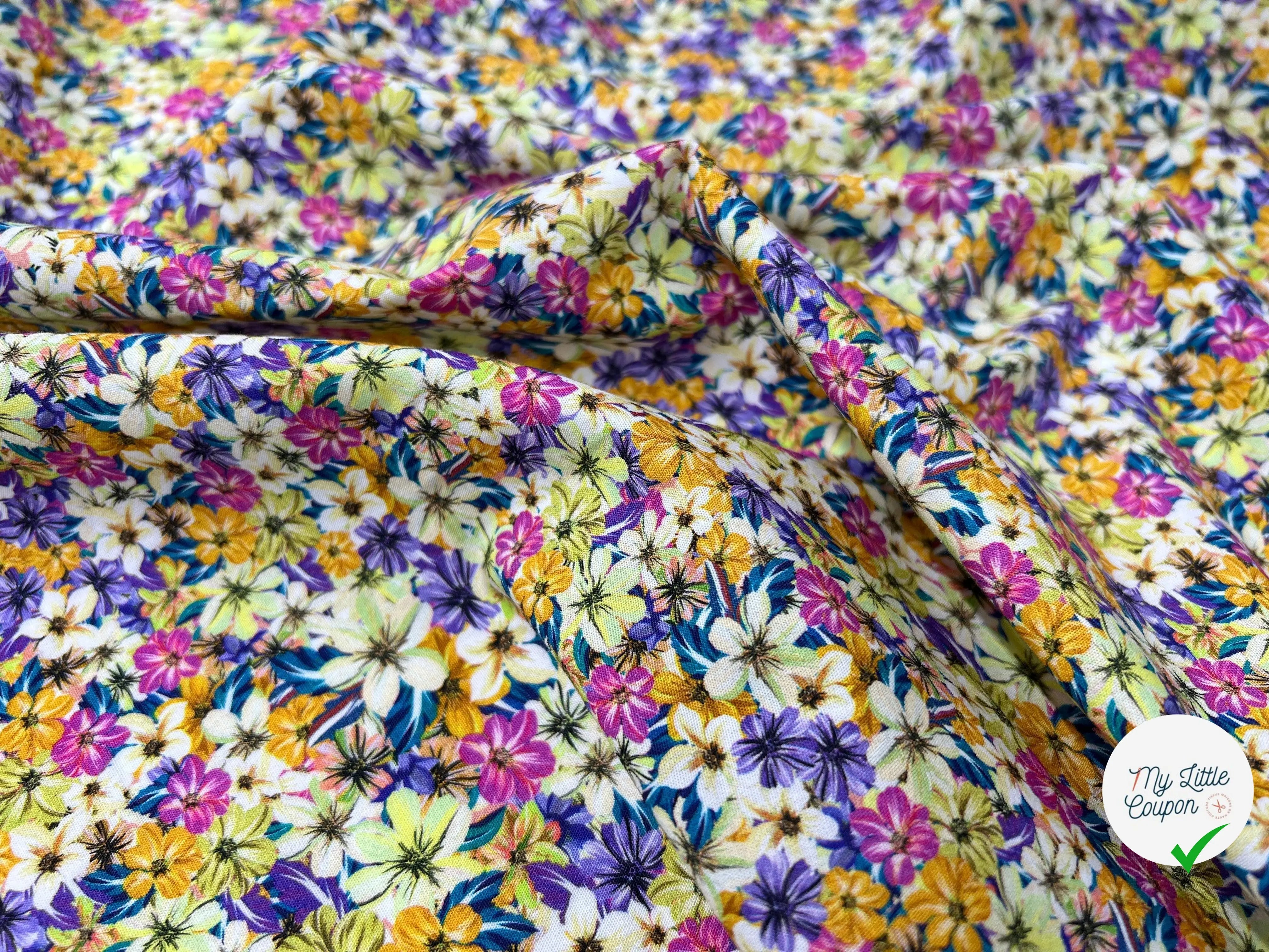 POPELINE IMPRIMÉ FLEURETTE D'HAWAI - My Little Coupon - tissu - coudre
