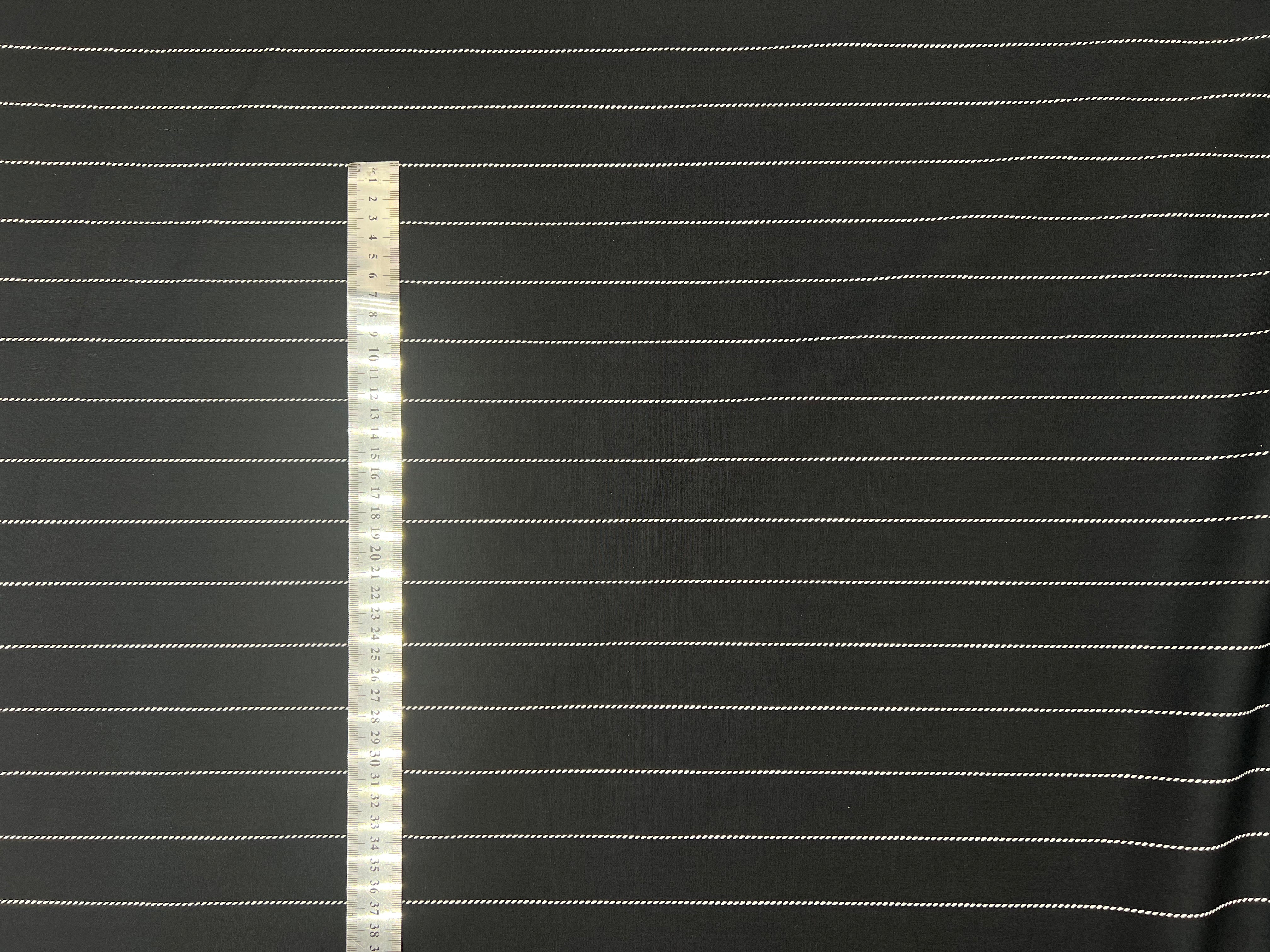 POPELINE IMPRIMÉE RAYURES FICELLE FOND NOIR MSO