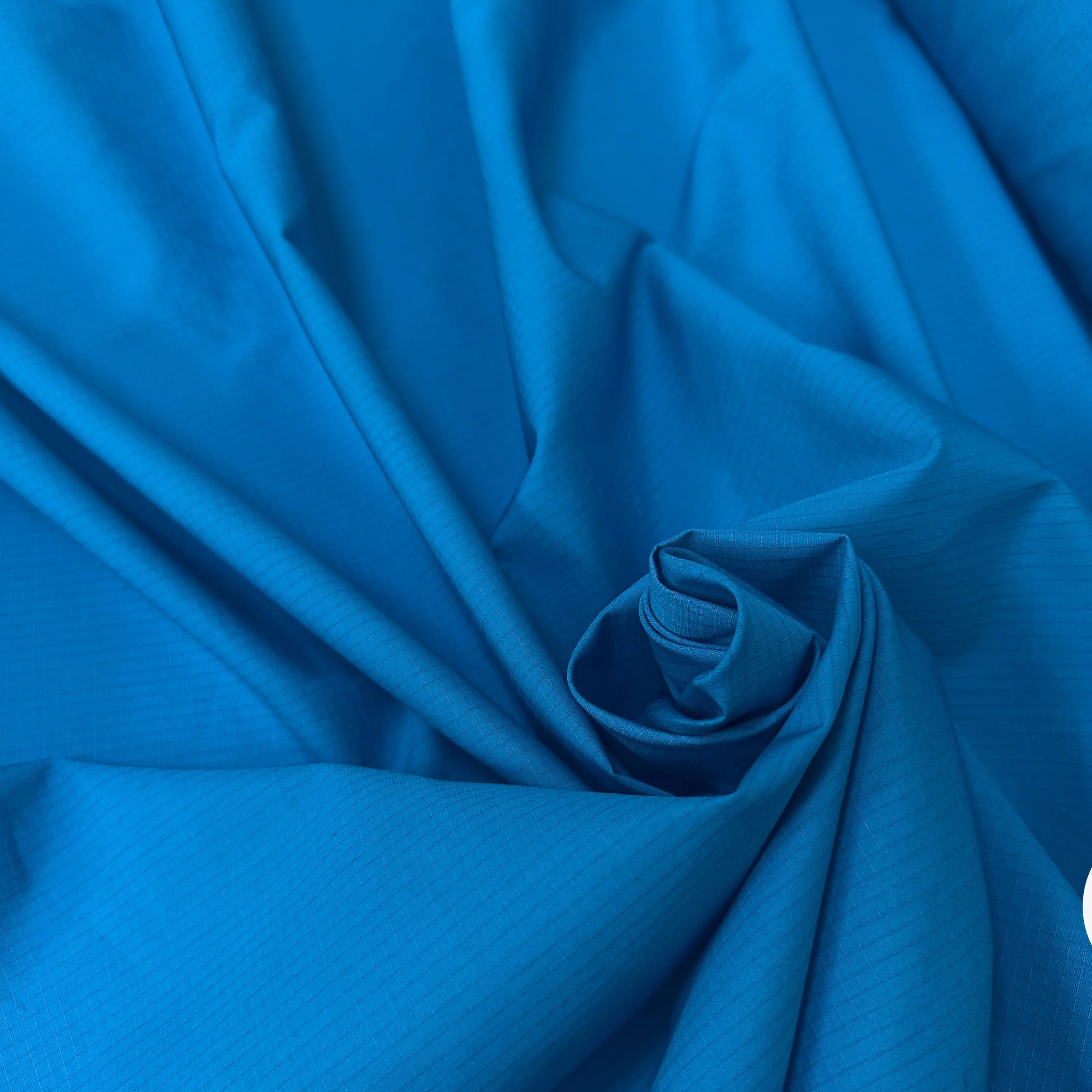 POPELINE LOURDE CRAQUANTE QUADRILLÉE BLEU CANARD - My Little Coupon