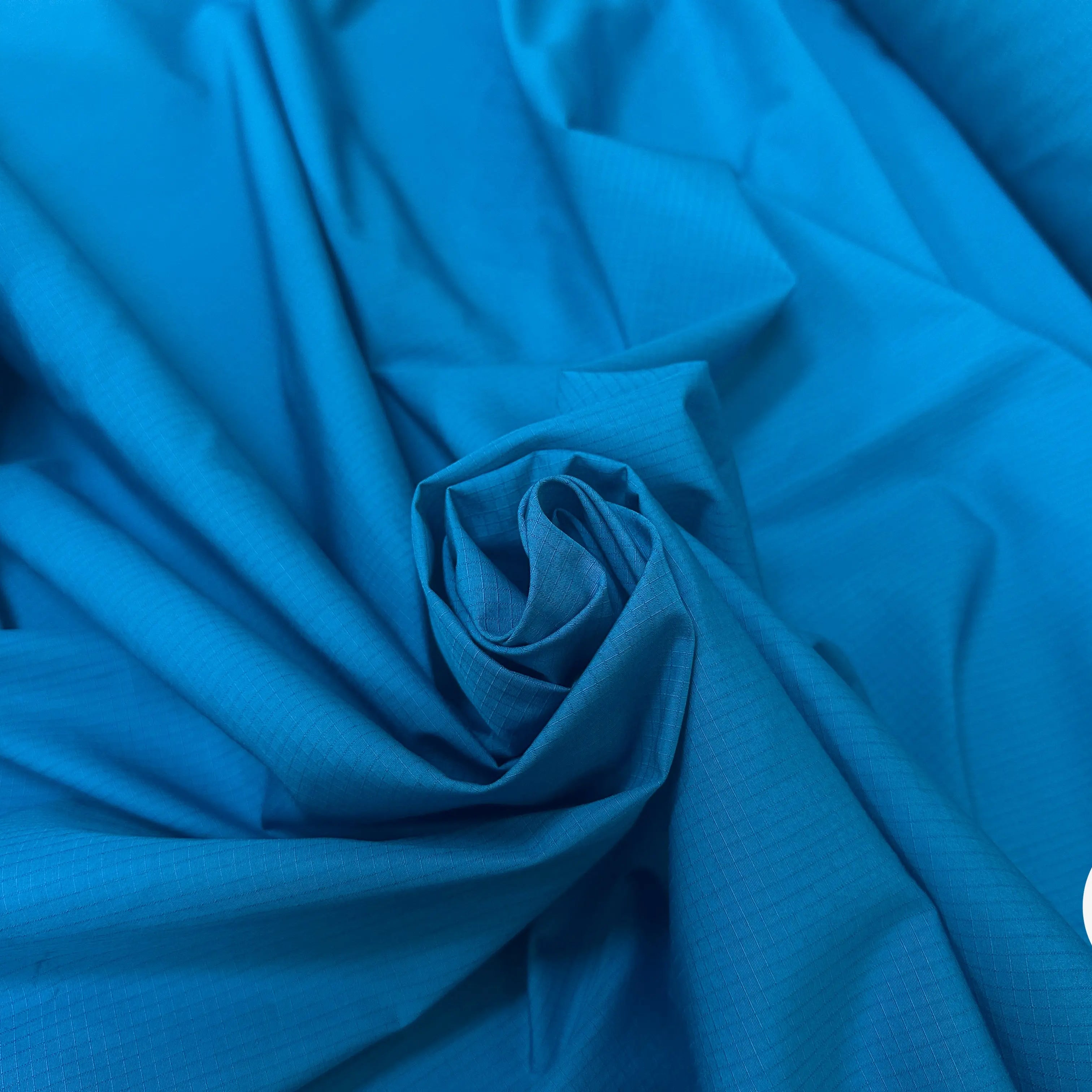 POPELINE LOURDE CRAQUANTE QUADRILLÉE BLEU CANARD - My Little Coupon