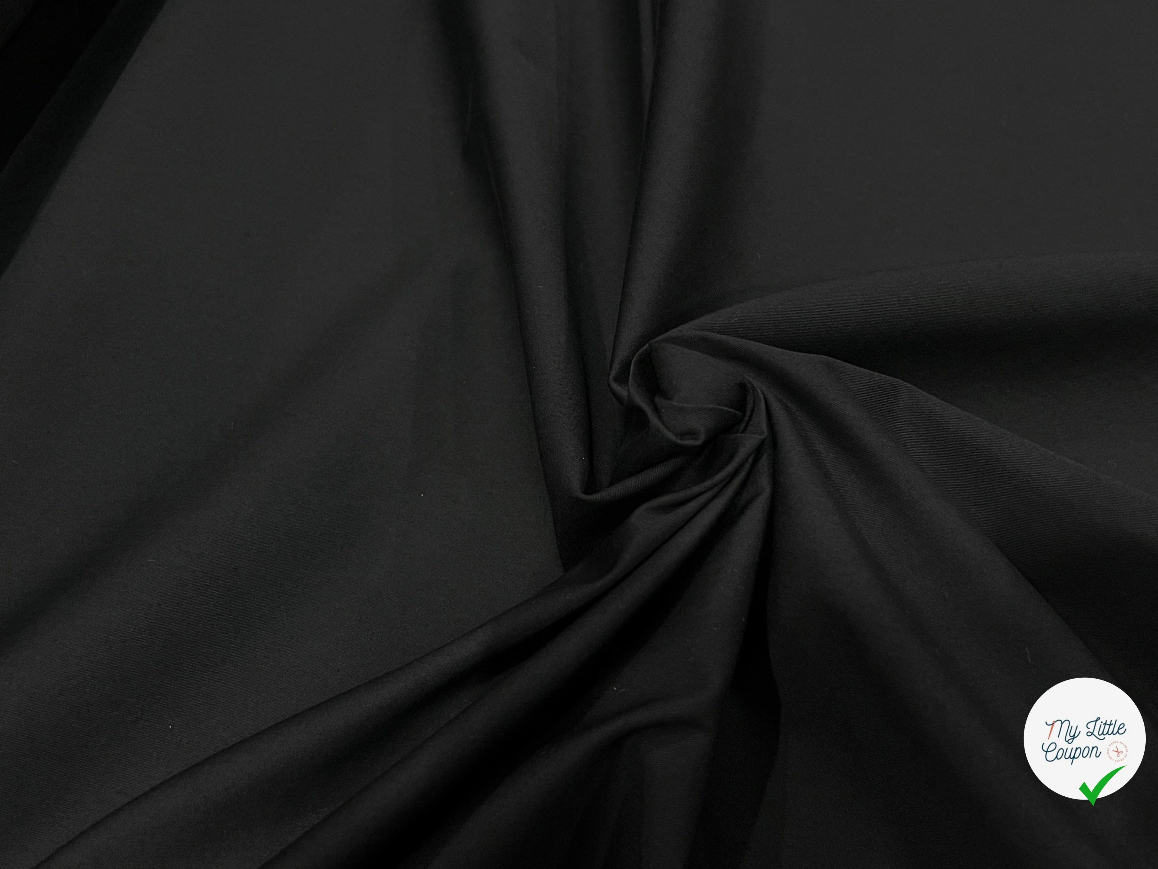 POPELINE LOURDE STRETCH NOIR 98% COTON EFFET CRAQUANT - My Little Coupon