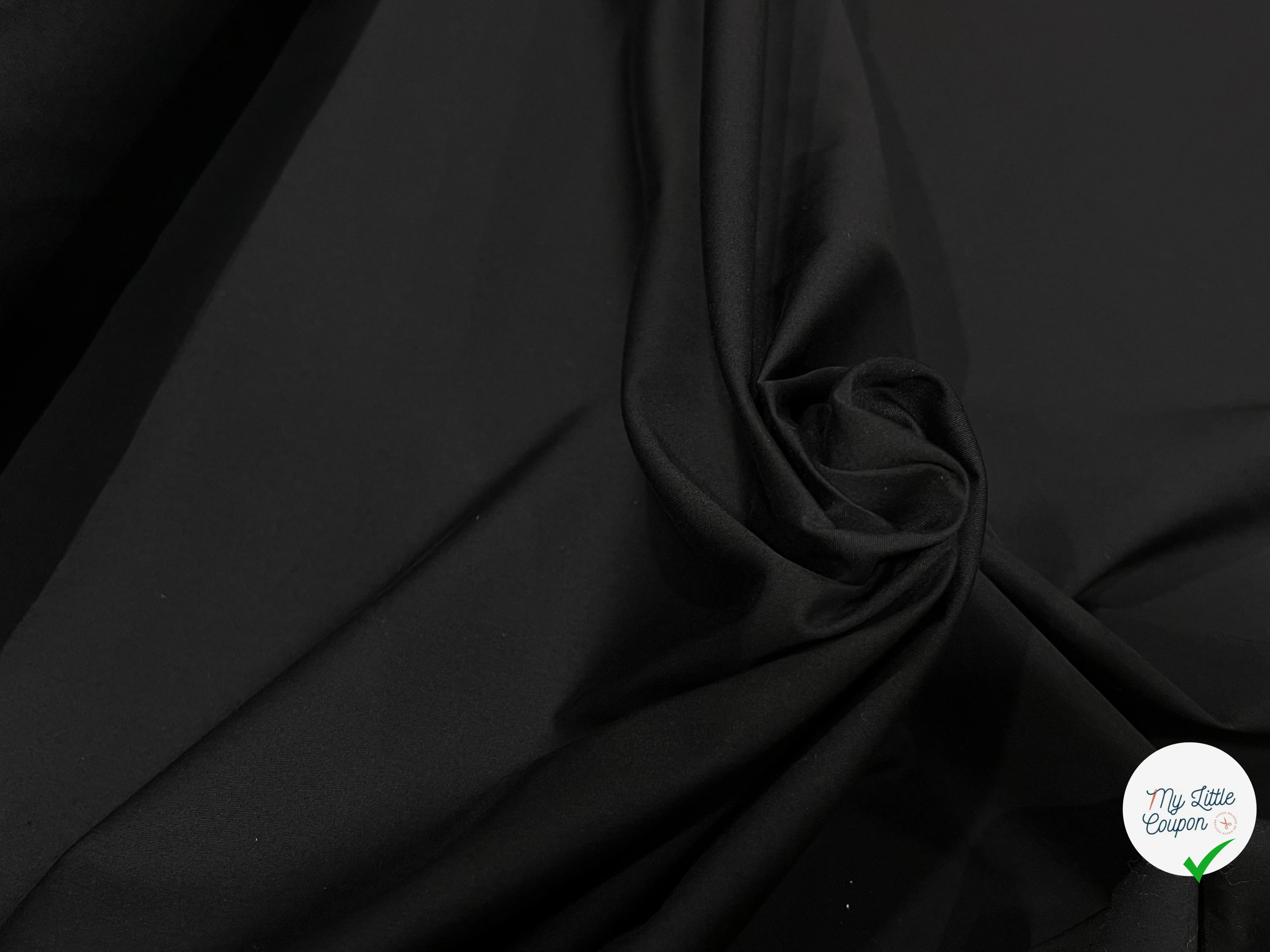 POPELINE LOURDE STRETCH NOIR 98% COTON EFFET CRAQUANT - My Little Coupon