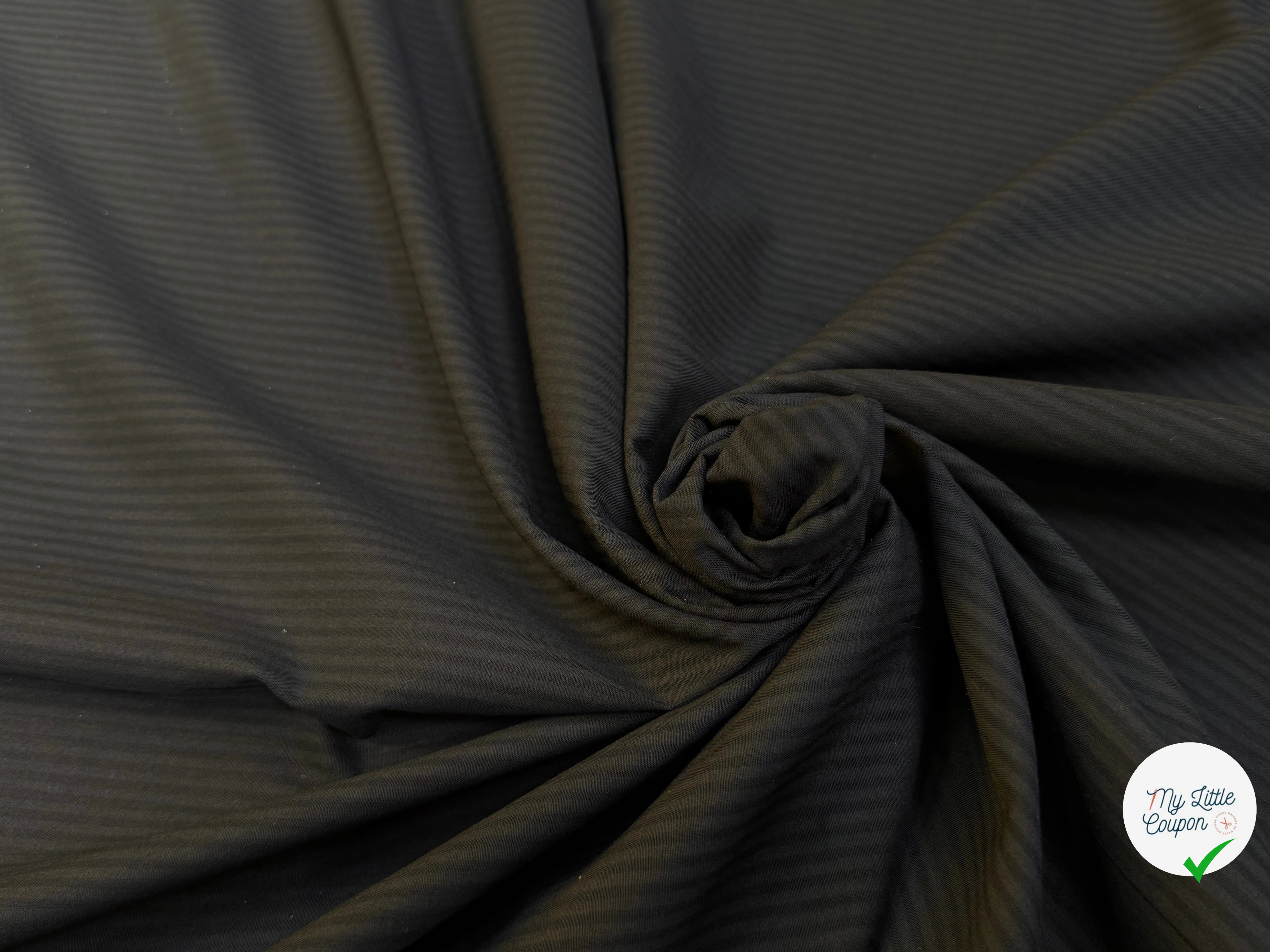 POPELINE POLYCOTON RAYURES TON SUR TON NOIR NOIR - My Little Coupon