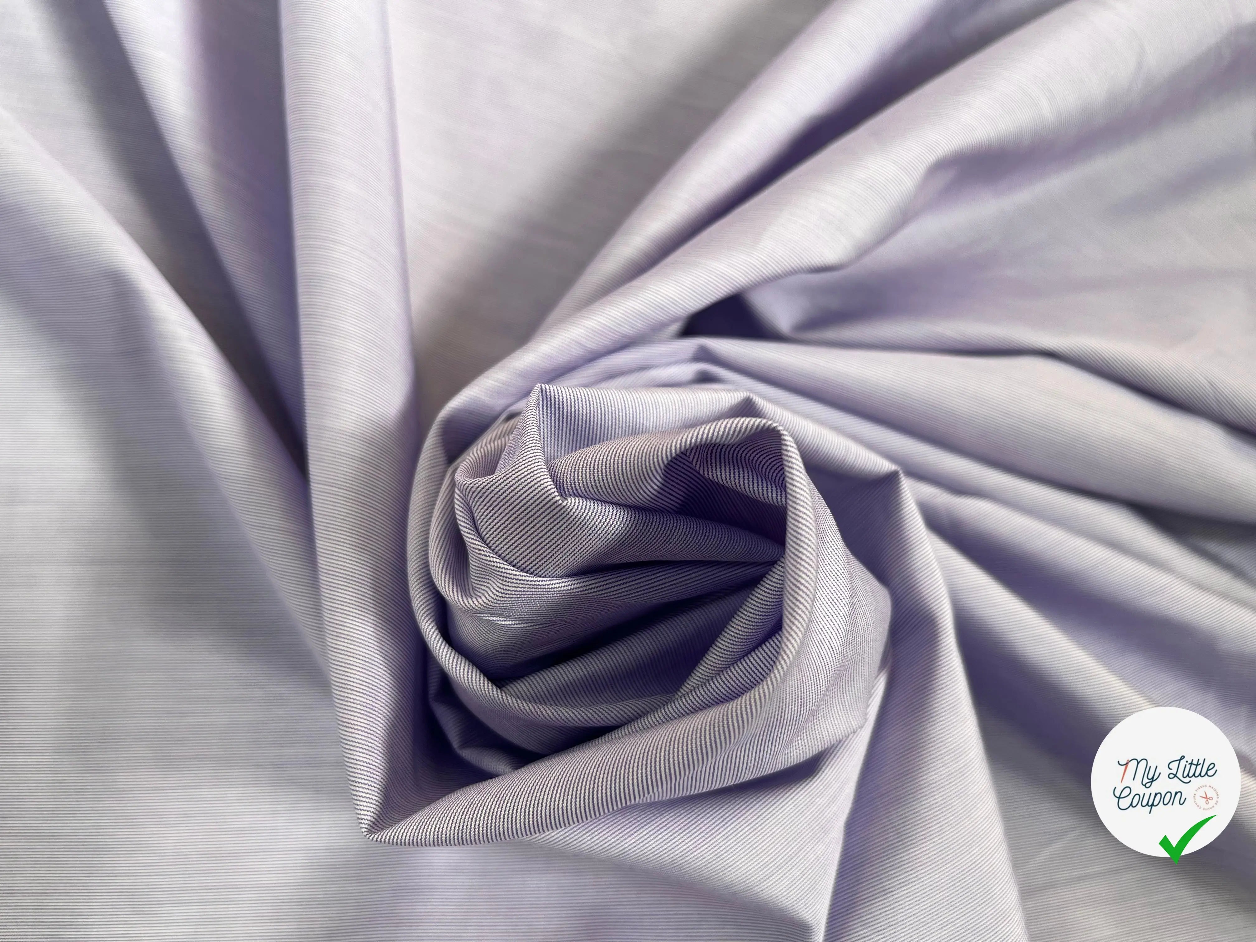 POPELINE RAYURE VIOLET BLANC - My Little Coupon