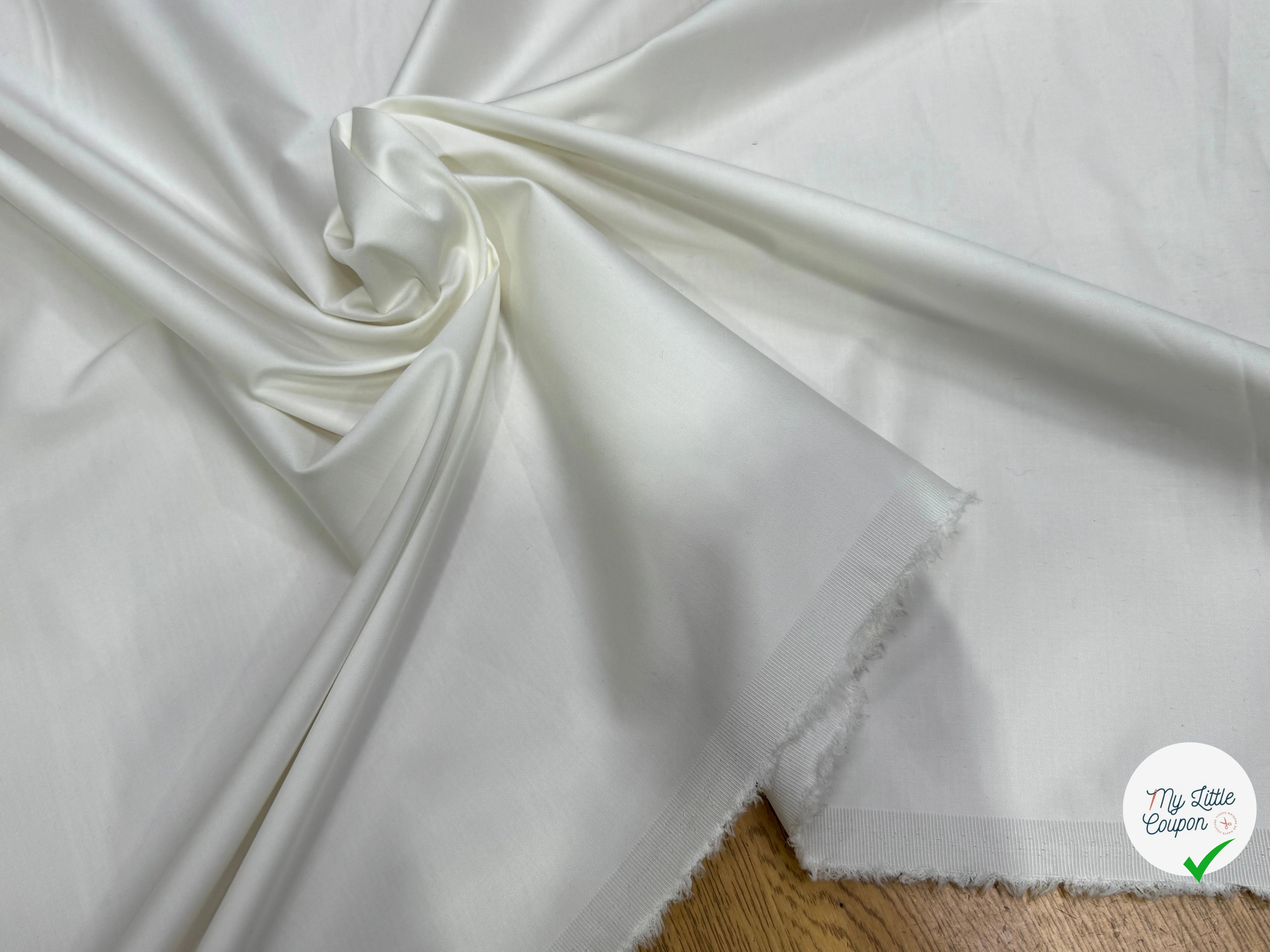 POPELINE SATIN DE COTON ULTRA BEAU BLANC CASSÉ STRETCH - My Little Coupon