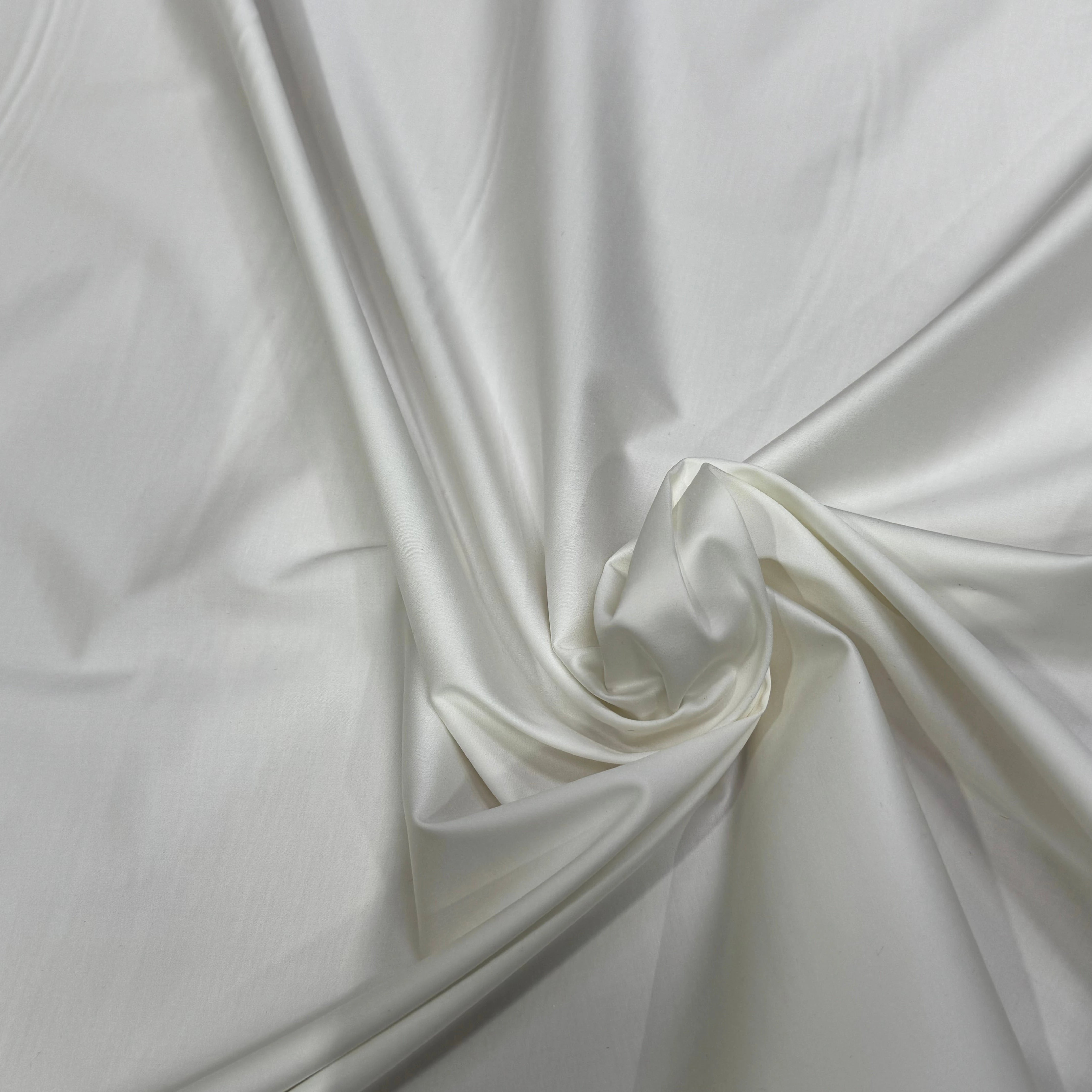 POPELINE SATIN DE COTON ULTRA BEAU BLANC CASSÉ STRETCH - My Little Coupon