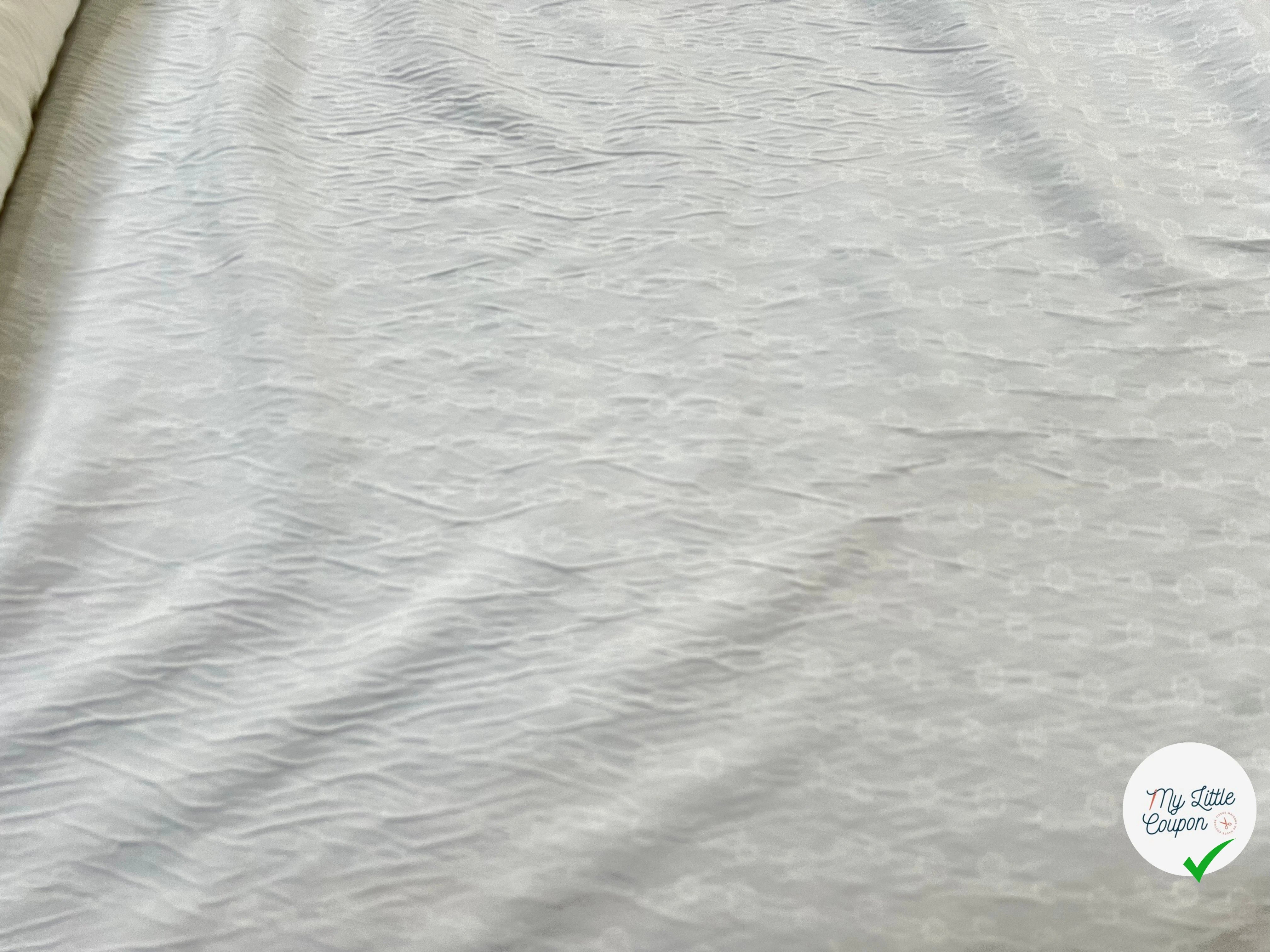 POPELINE STRETCH VISCOSE SOIE BLANCHE MOTIF ROCASE FLEUR - My Little Coupon