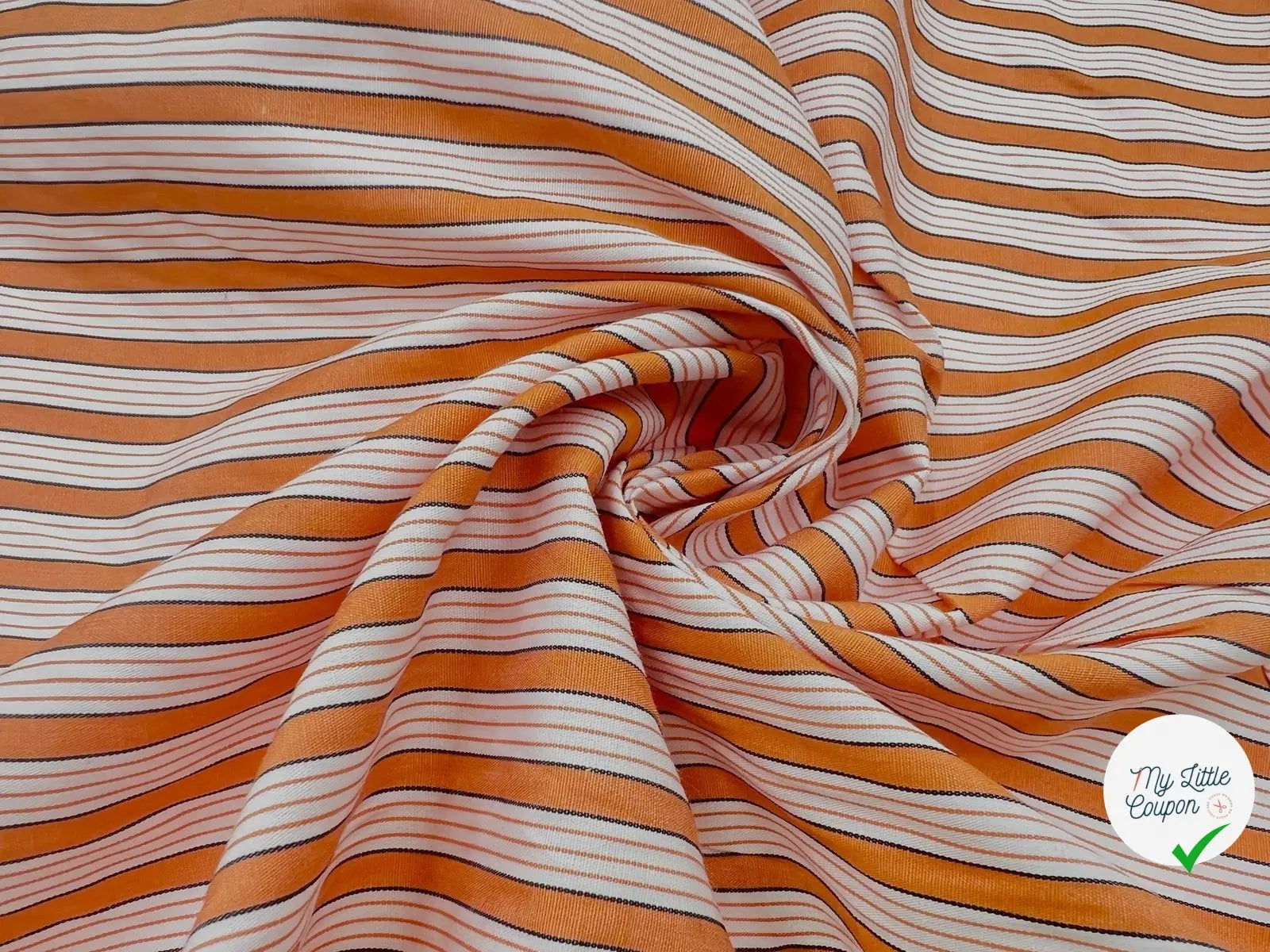 POPELINE TISSU CHEMISE RAYURES ORANGE ET NOIR - My Little Coupon - tissu - coudre