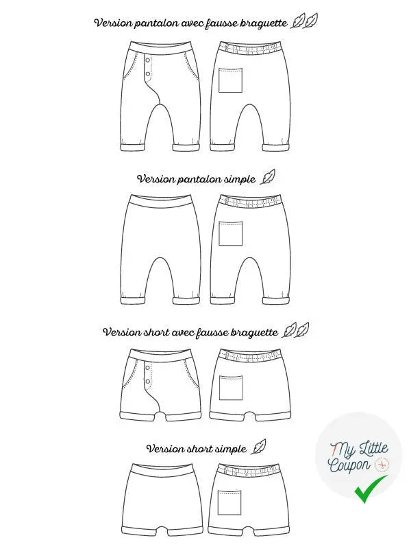 Pantalon & Short Etourneau | Du 6 mois au 5 ans | Marmaï Patterns - My Little Coupon - tissu - coudre