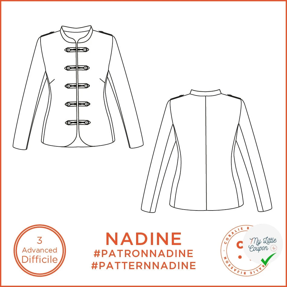 Patron Nadine - Veste - FR 34/56, US 2/24, UK 6/28 - Difficile - My Little Coupon