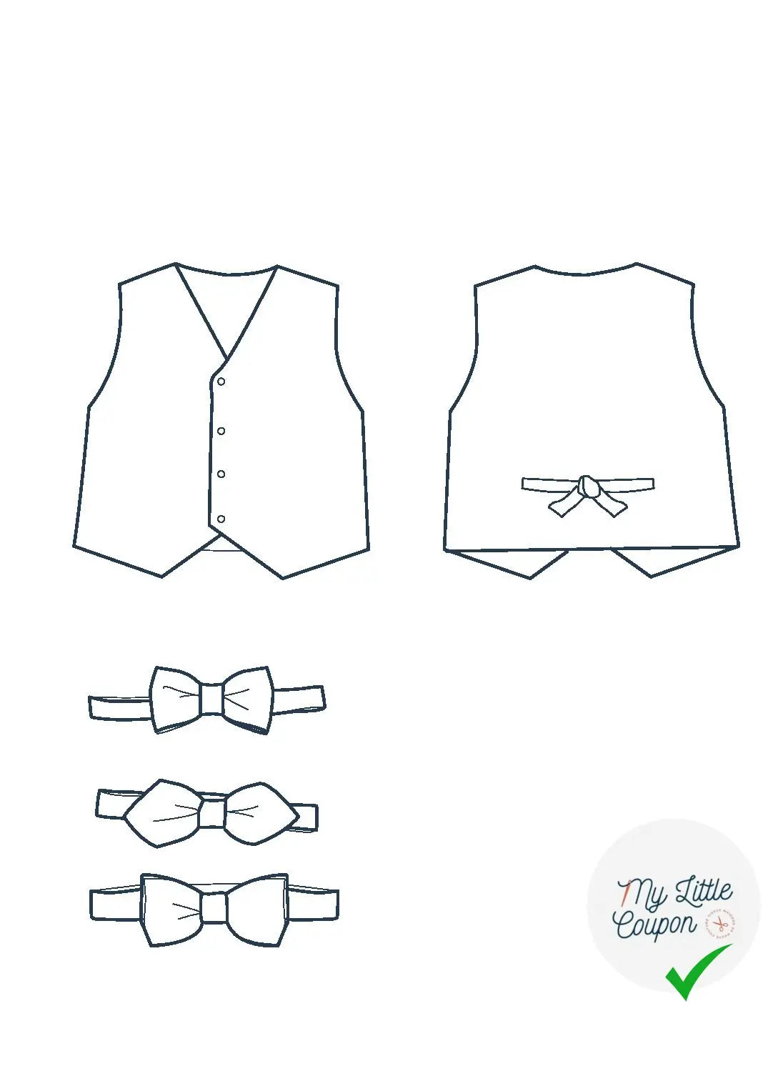 Patron de gilet et nœud papillon Hippolyte - L'Enfant Roi - My Little Coupon