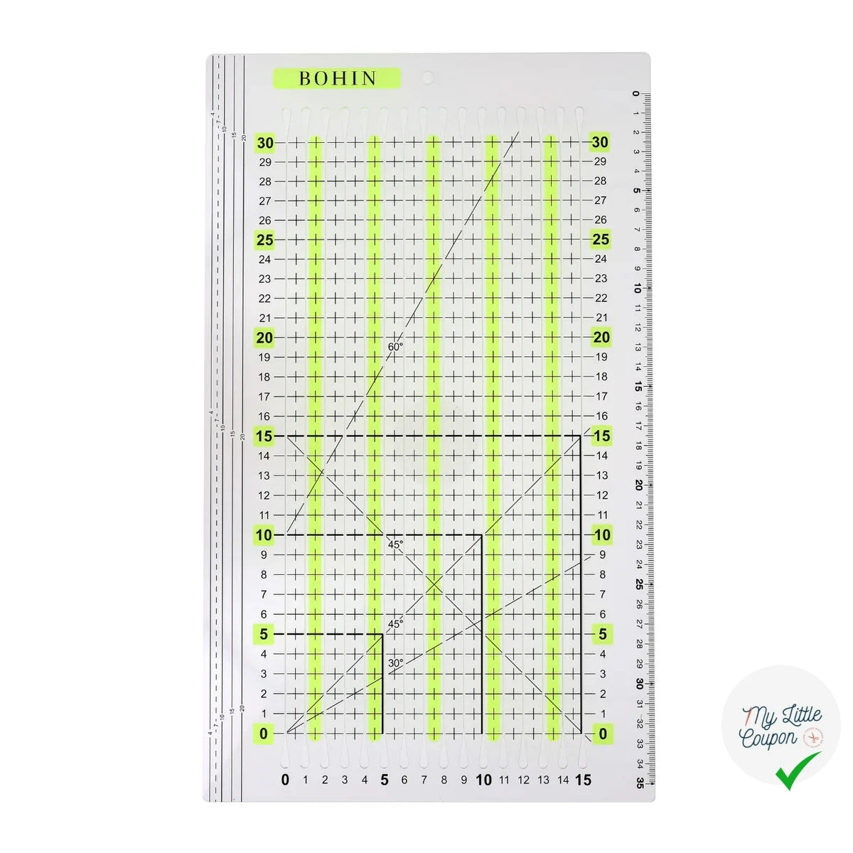 Règle patchwork avec fentes BOHIN 30 x 15 cm - vue produit