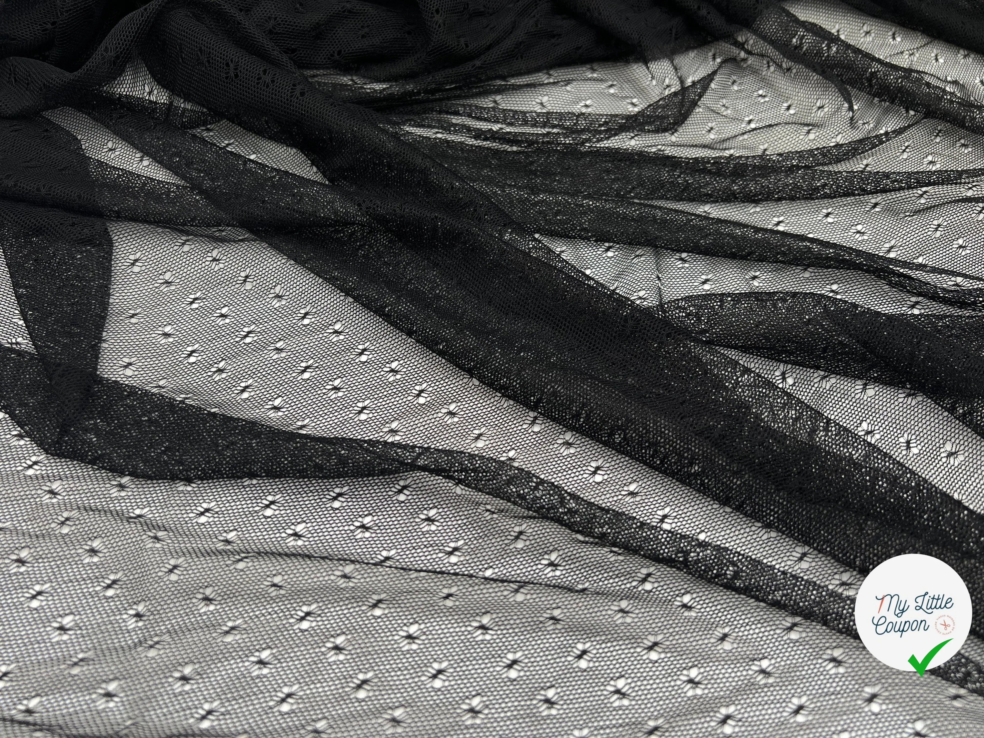 RÉSILLE NOIRE PETITES FLEURS - coupon de tissu de 3 mètres - My Little Coupon - tissu - coudre