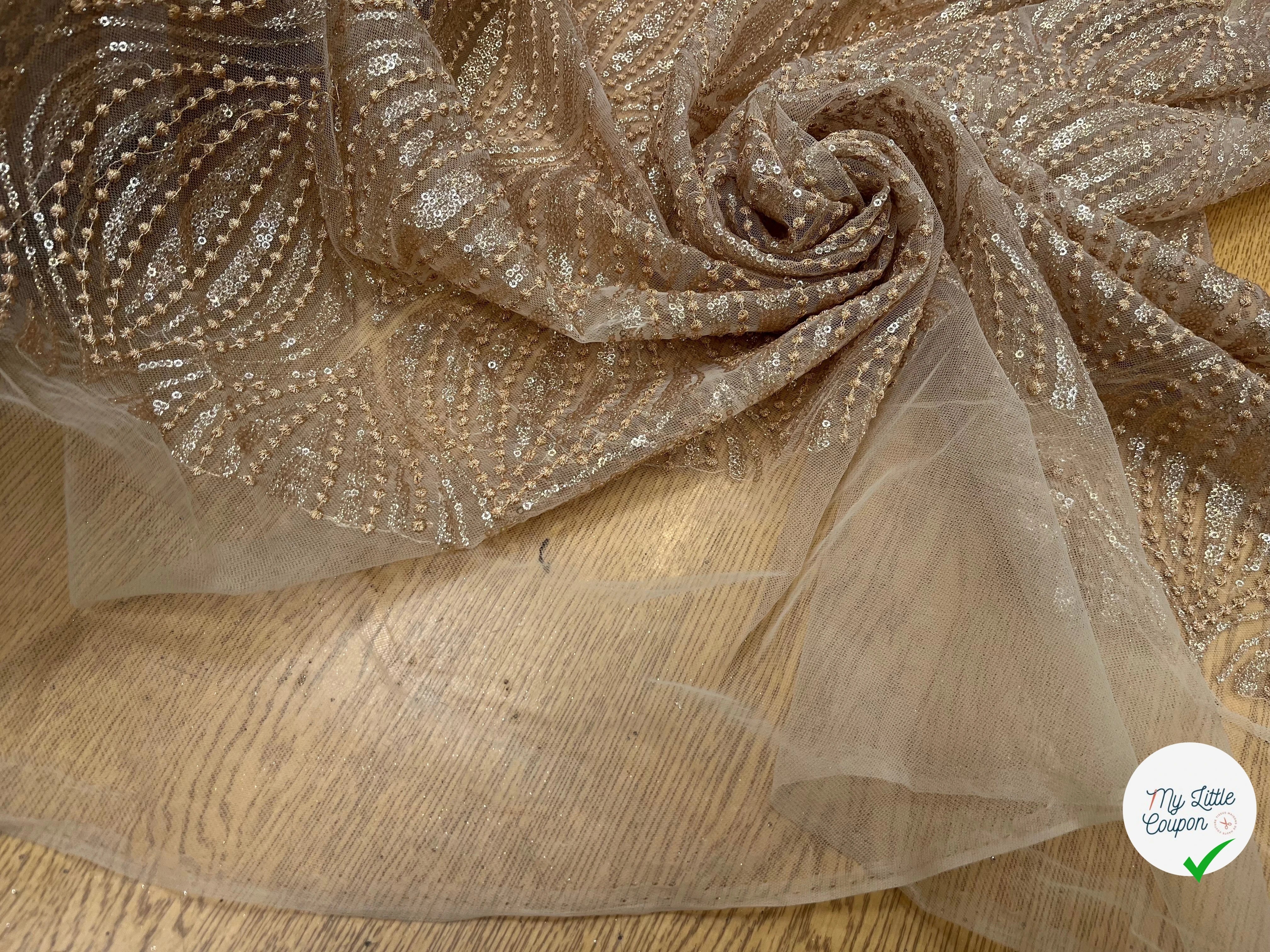 RÉSILLE SEQUIN BRODÉ BEIGE - My Little Coupon