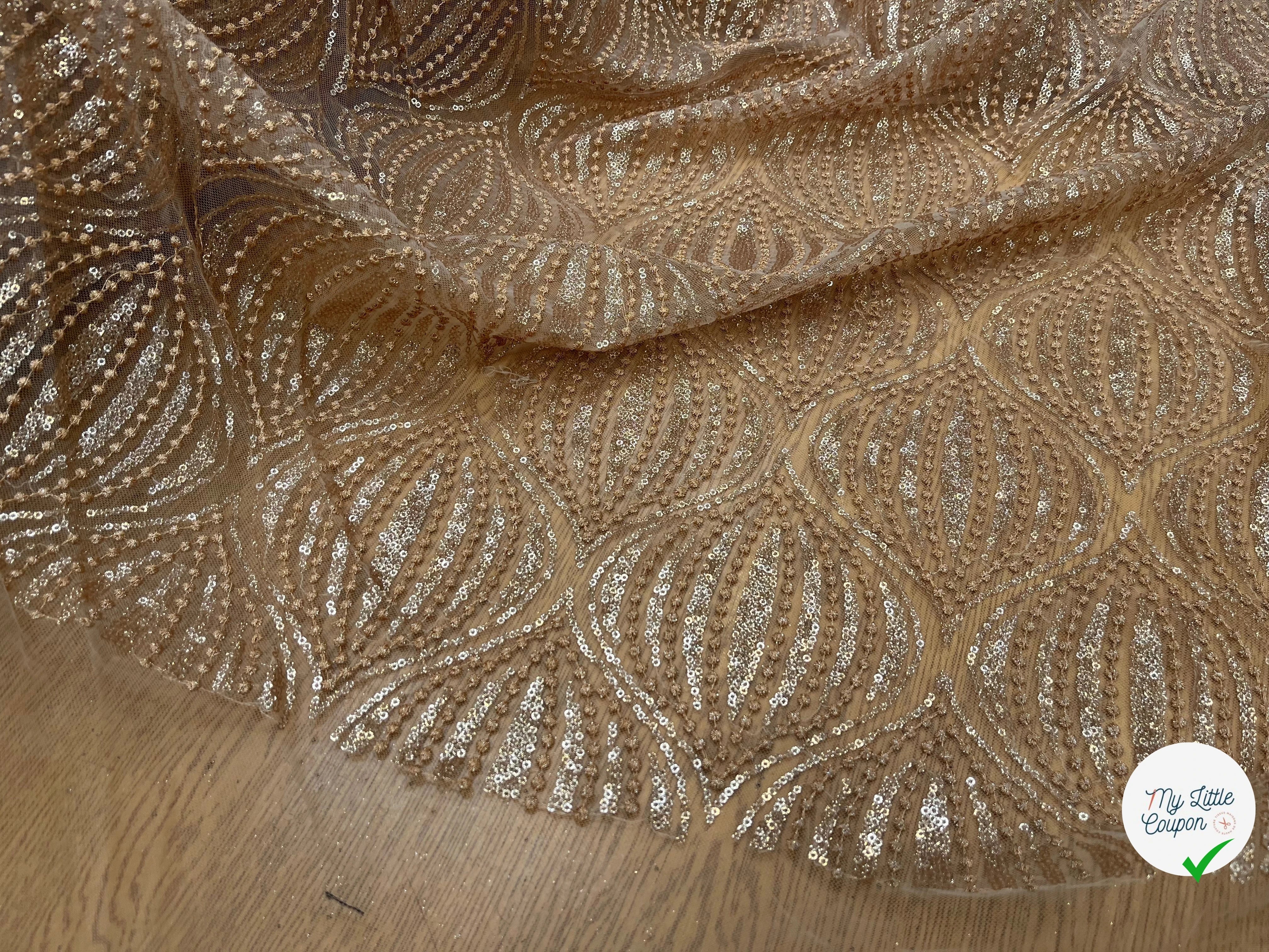 RÉSILLE SEQUIN BRODÉ BEIGE - My Little Coupon