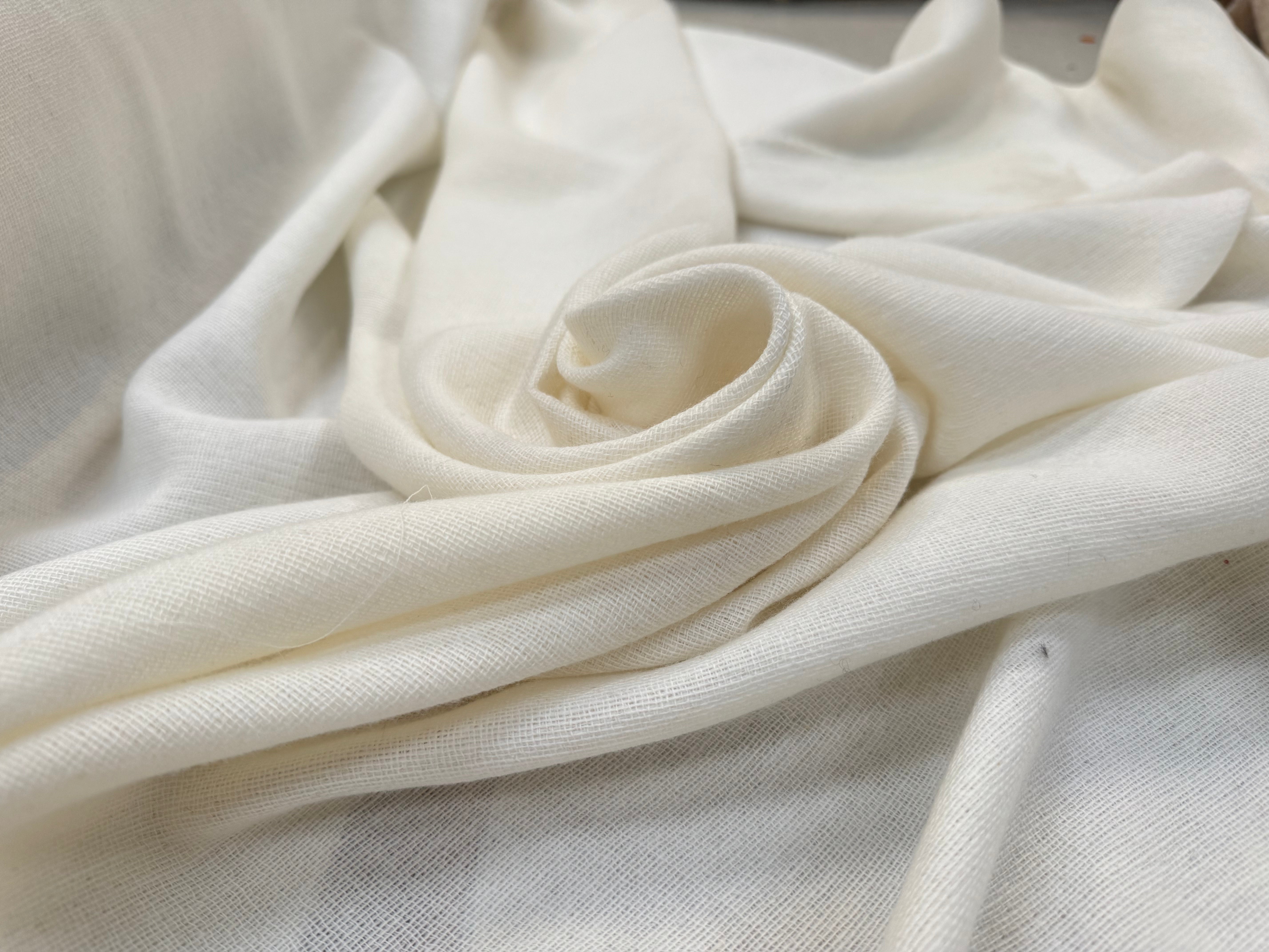 RUSTIC WOOL GAUZE 6% CACHEMIRE, Eden White - My Little Coupon