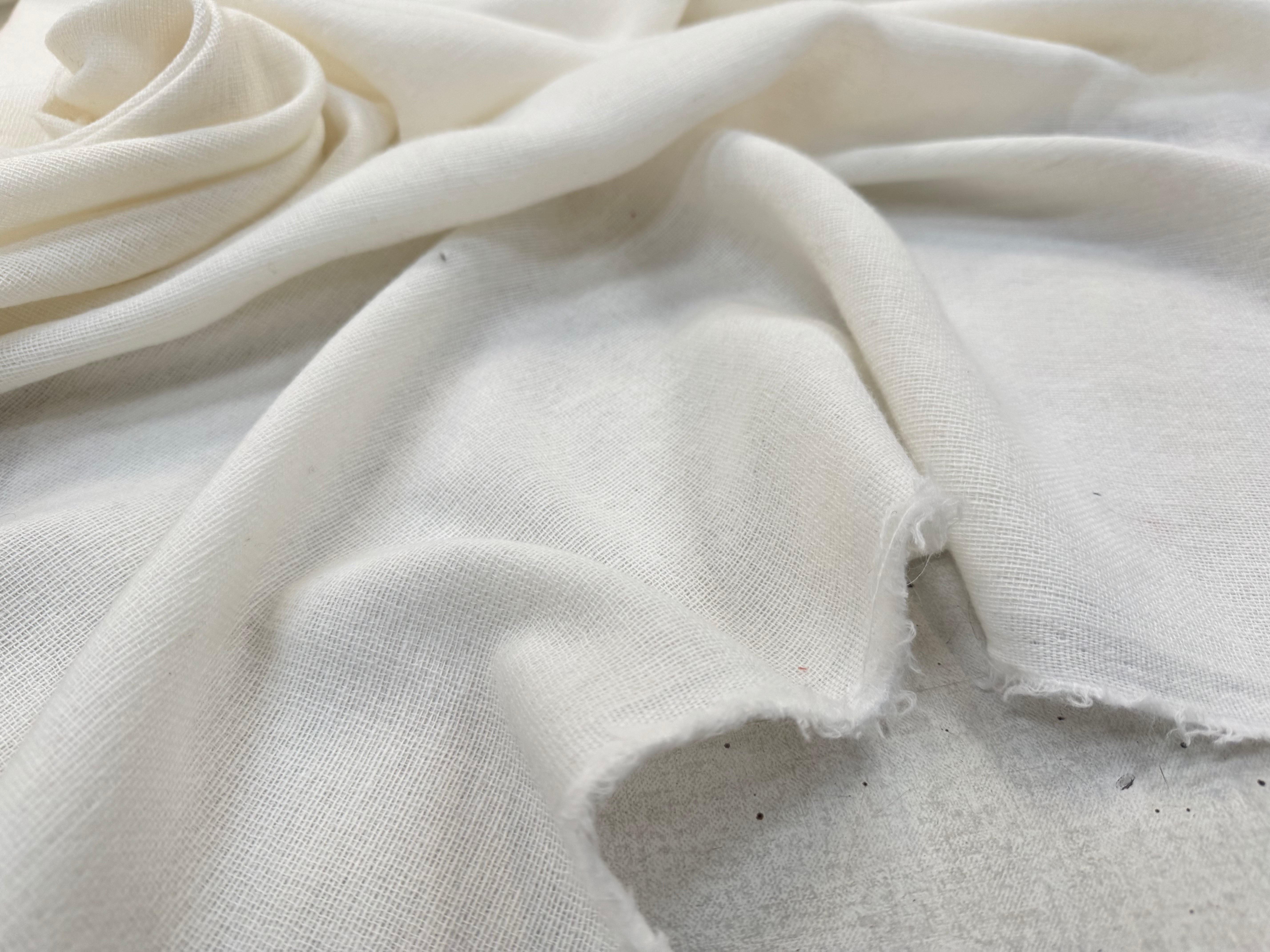 RUSTIC WOOL GAUZE 6% CACHEMIRE, Eden White - My Little Coupon