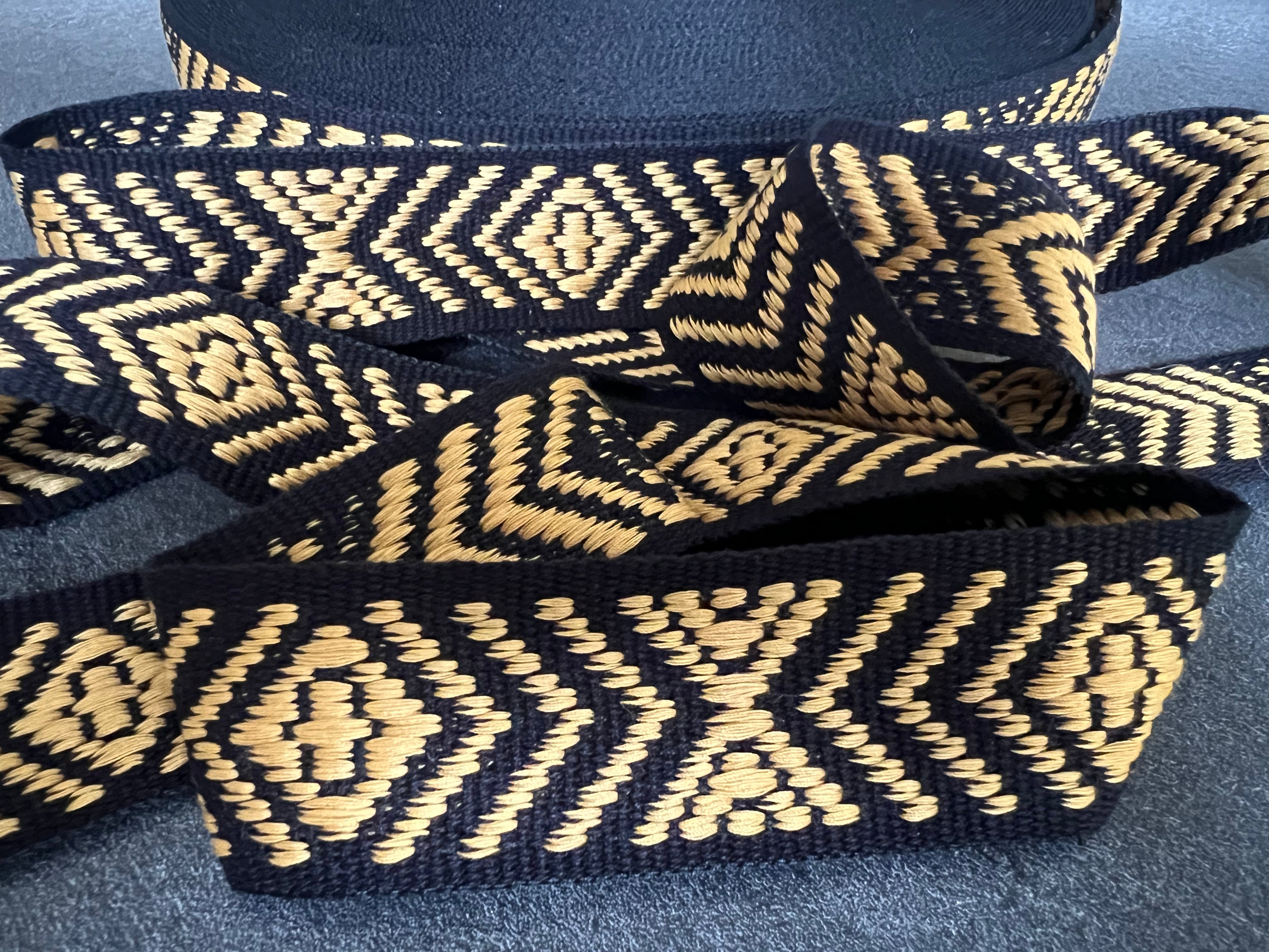 SANGLE JACQUARD NOIR ET OR 40MM - My Little Coupon