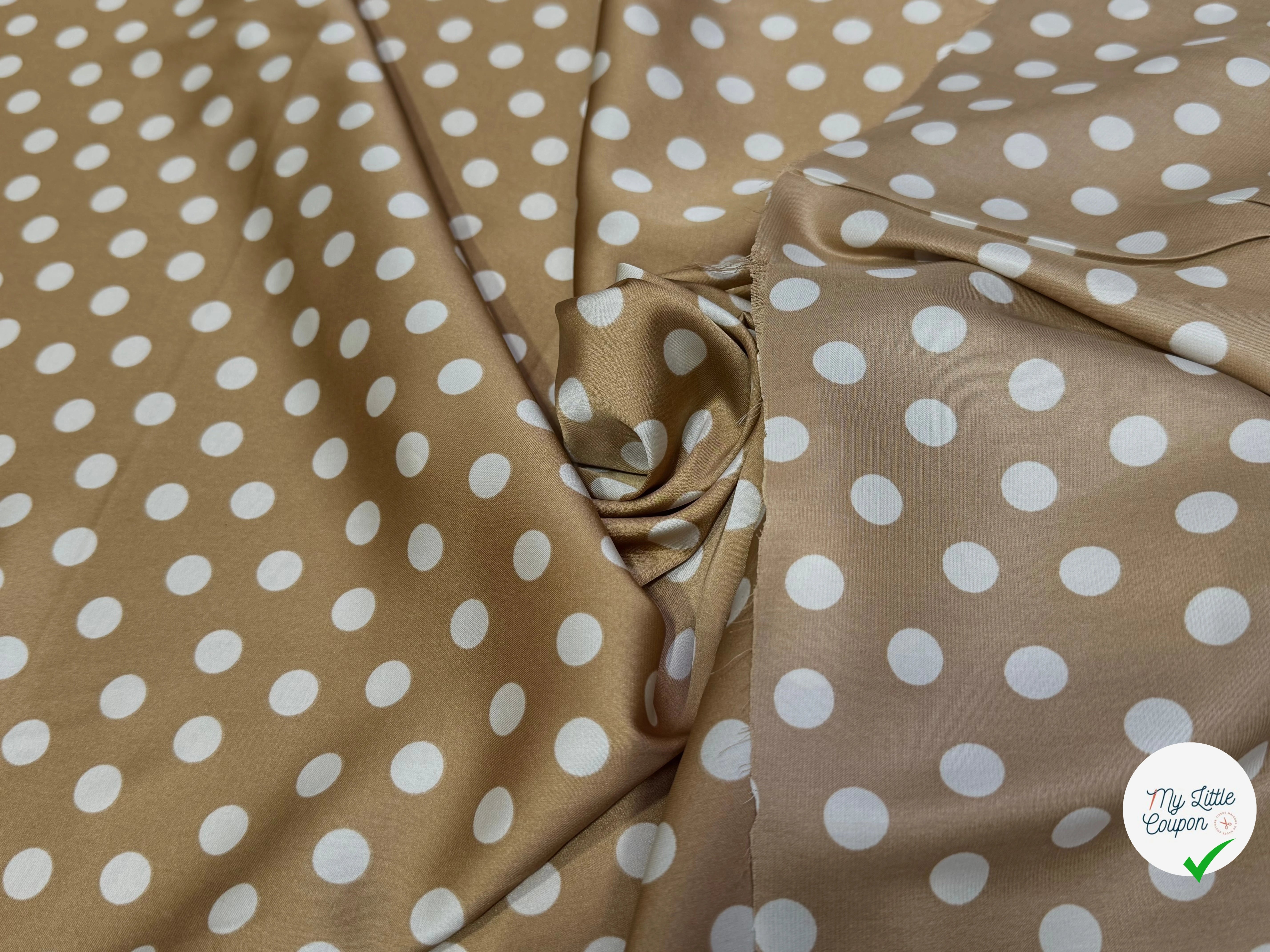 SATIN CAFÉ AU LAIT POIS BLANC - My Little Coupon