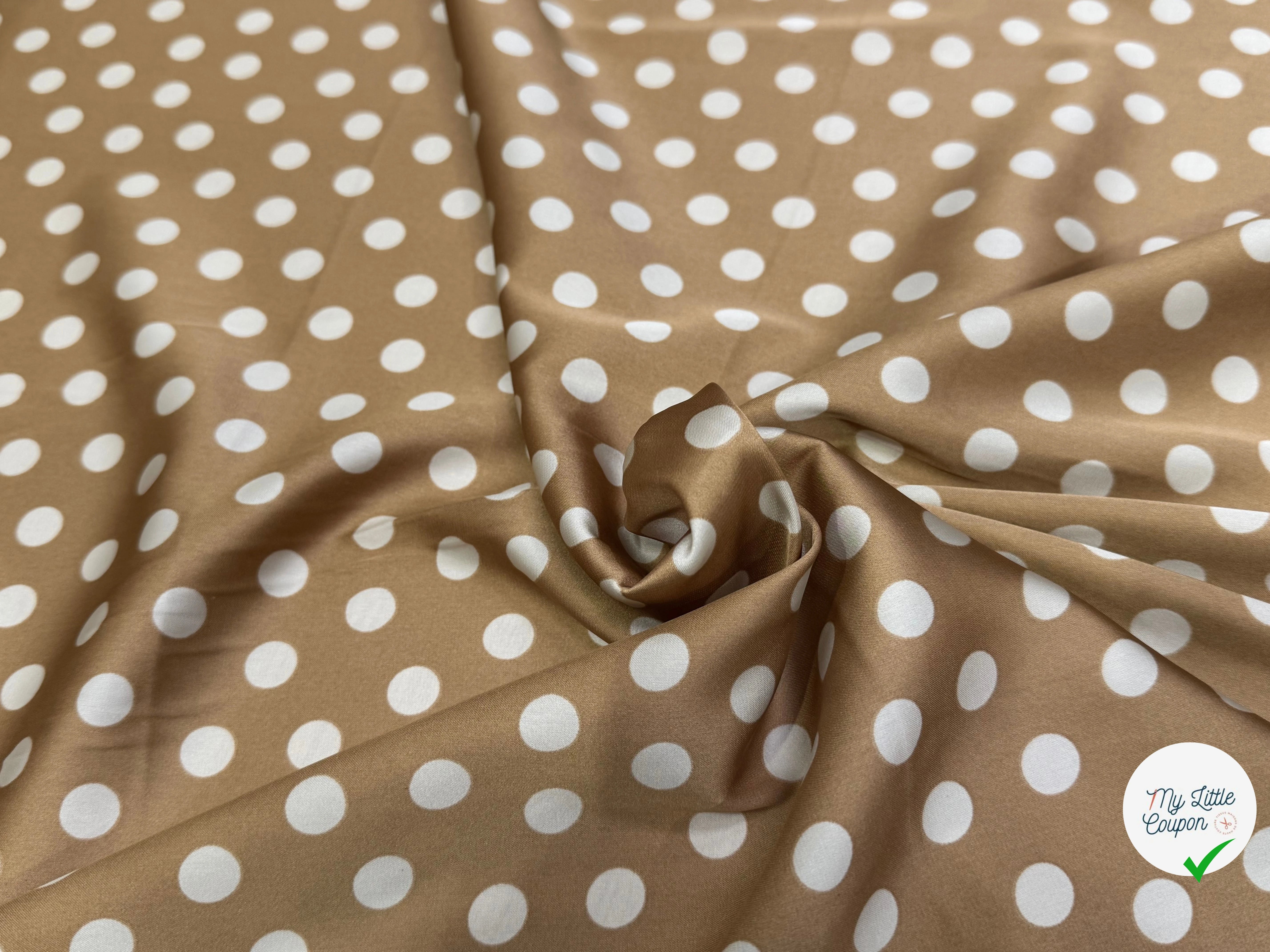 SATIN CAFÉ AU LAIT POIS BLANC - My Little Coupon