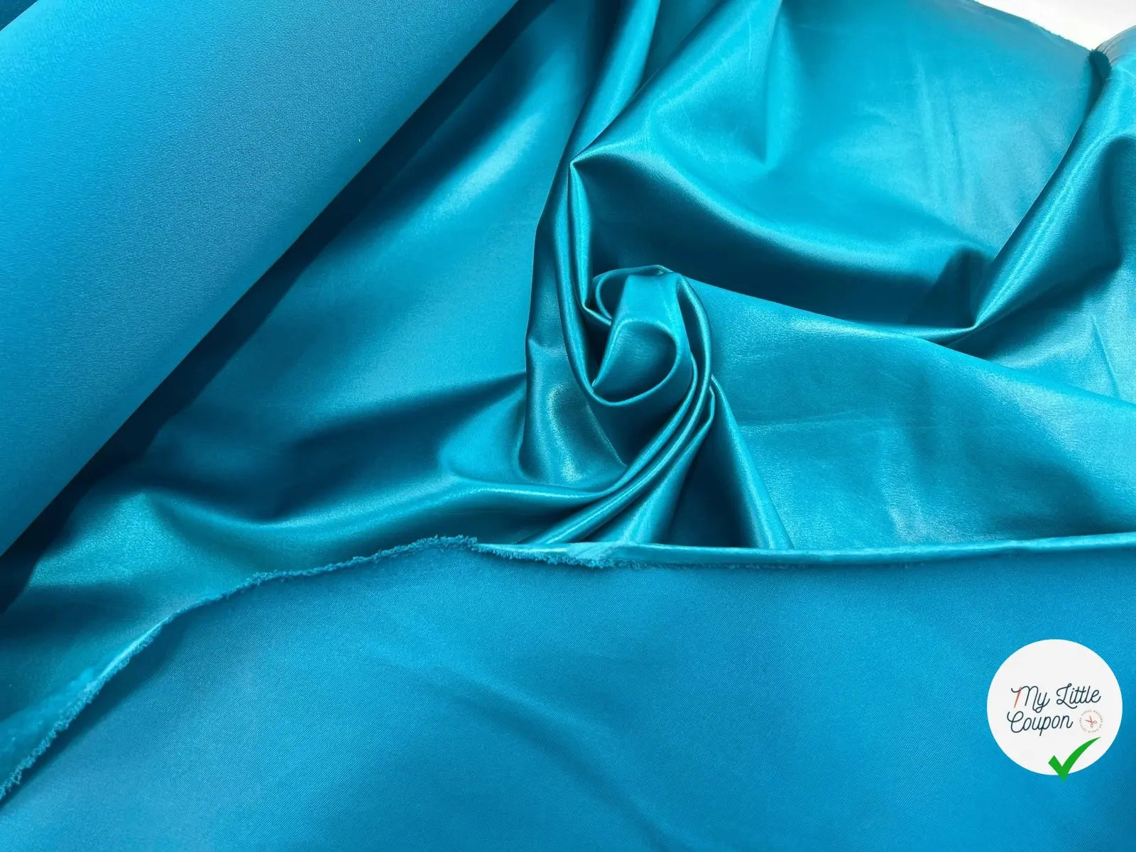 SATIN CUIR BLEU LAGOON - My Little Coupon - tissu - coudre