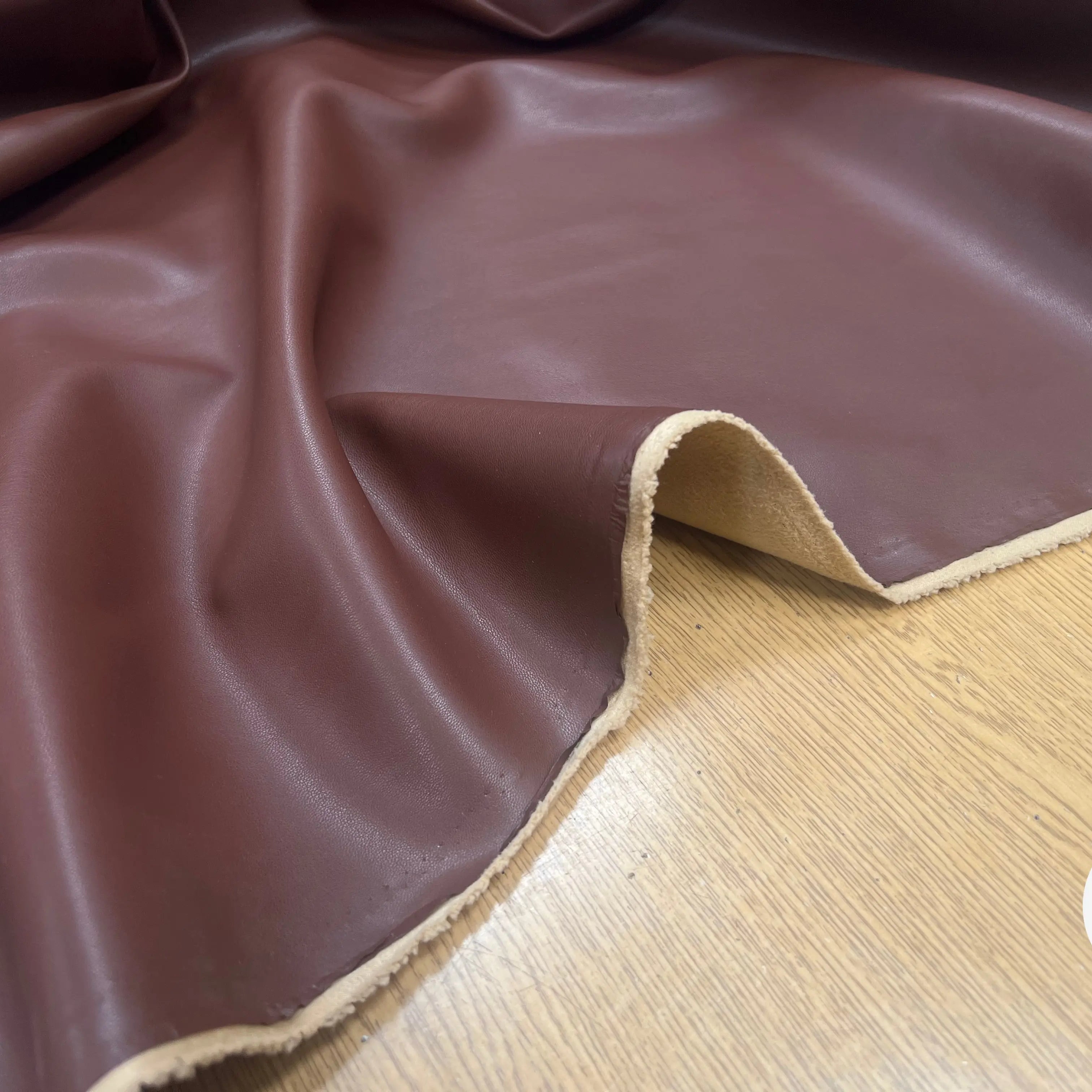 SATIN CUIR CHOCOLAT ENVERS CAMEL - My Little Coupon