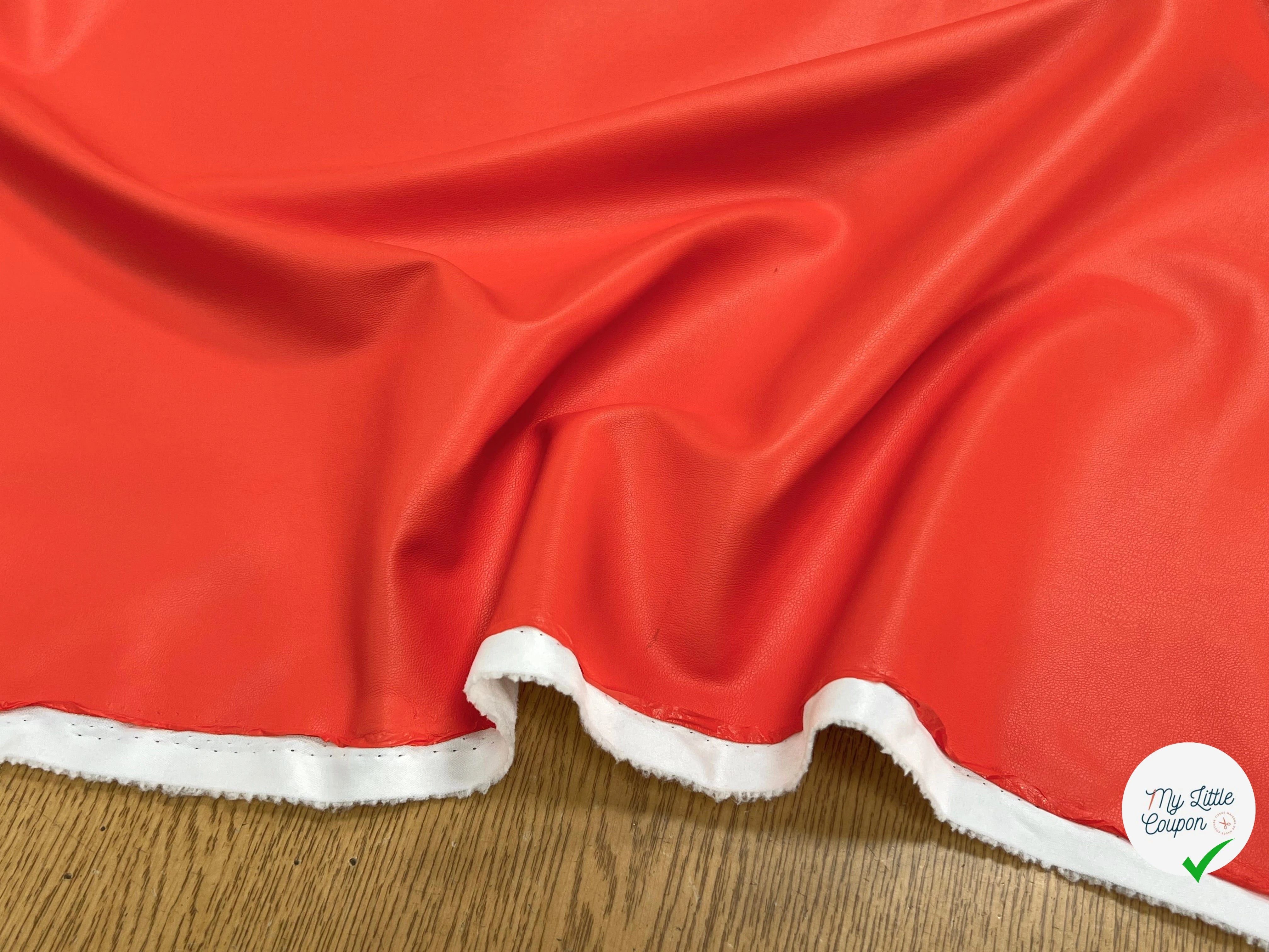 SATIN CUIR ORANGE ENVERS MICROPOLAIRE BLANCHE - My Little Coupon