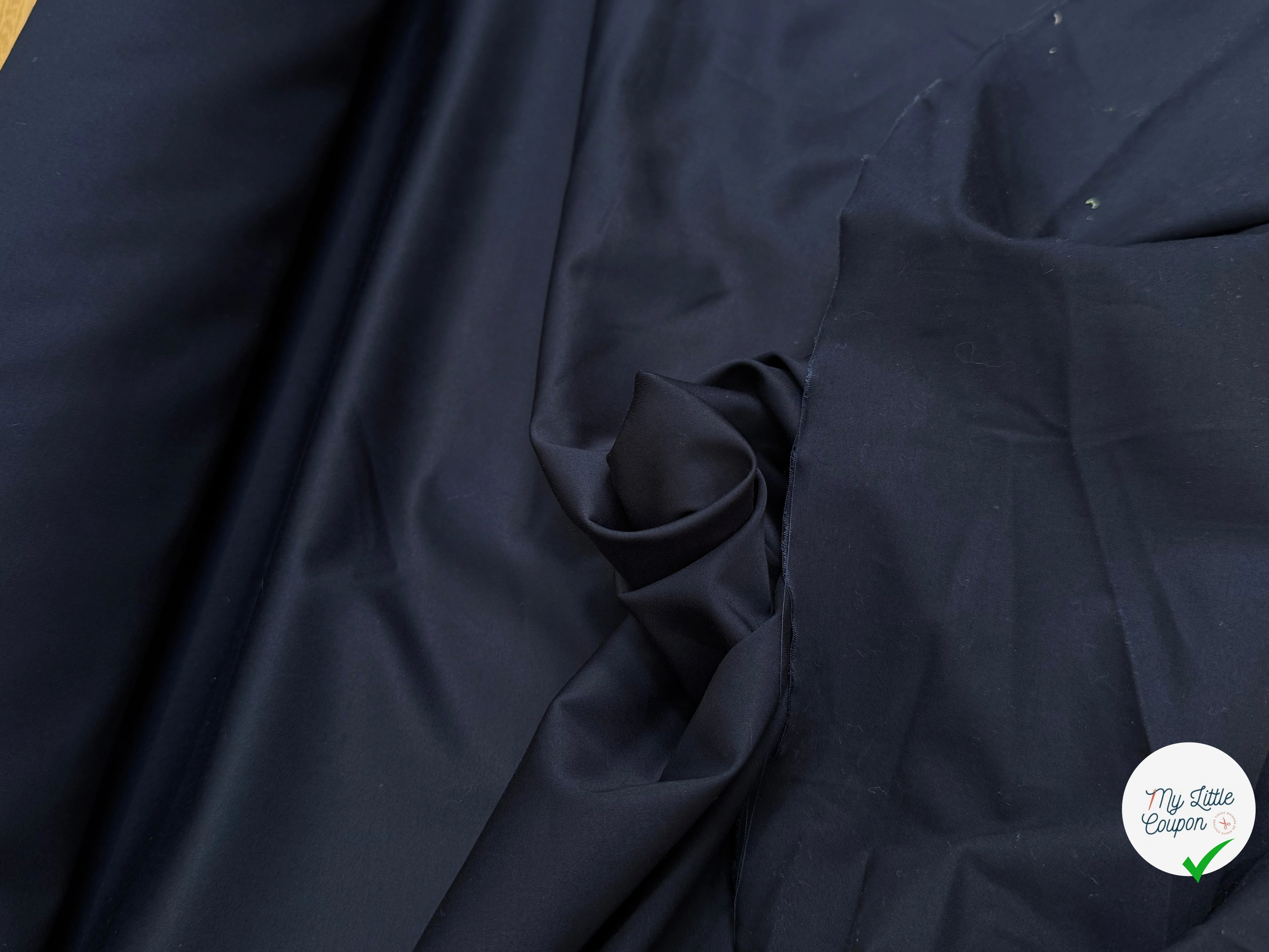 SATIN DE COTON BLEU MARINE 5% ÉLASTHANNE COUTURE - My Little Coupon