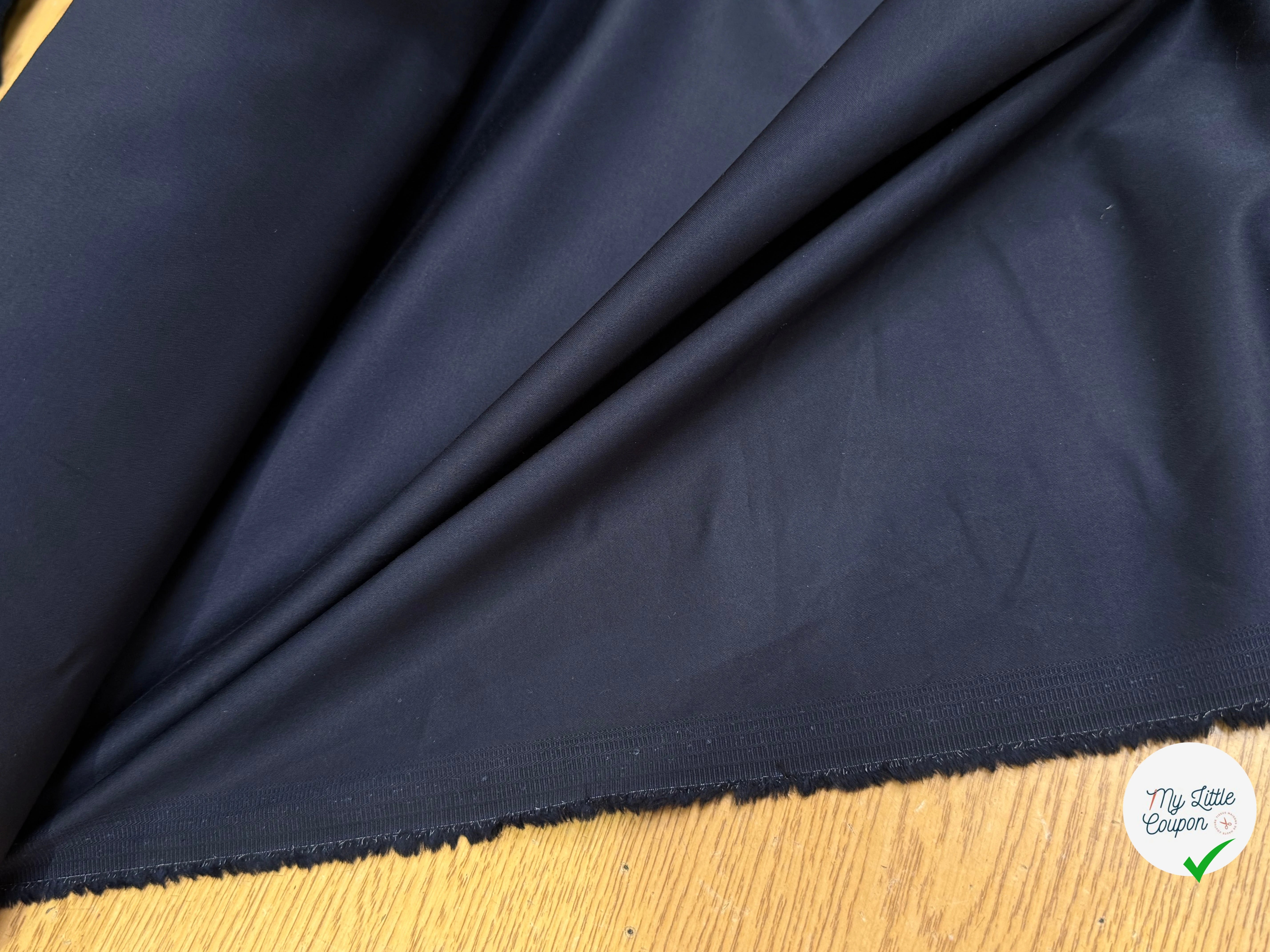 SATIN DE COTON BLEU MARINE 5% ÉLASTHANNE COUTURE - My Little Coupon