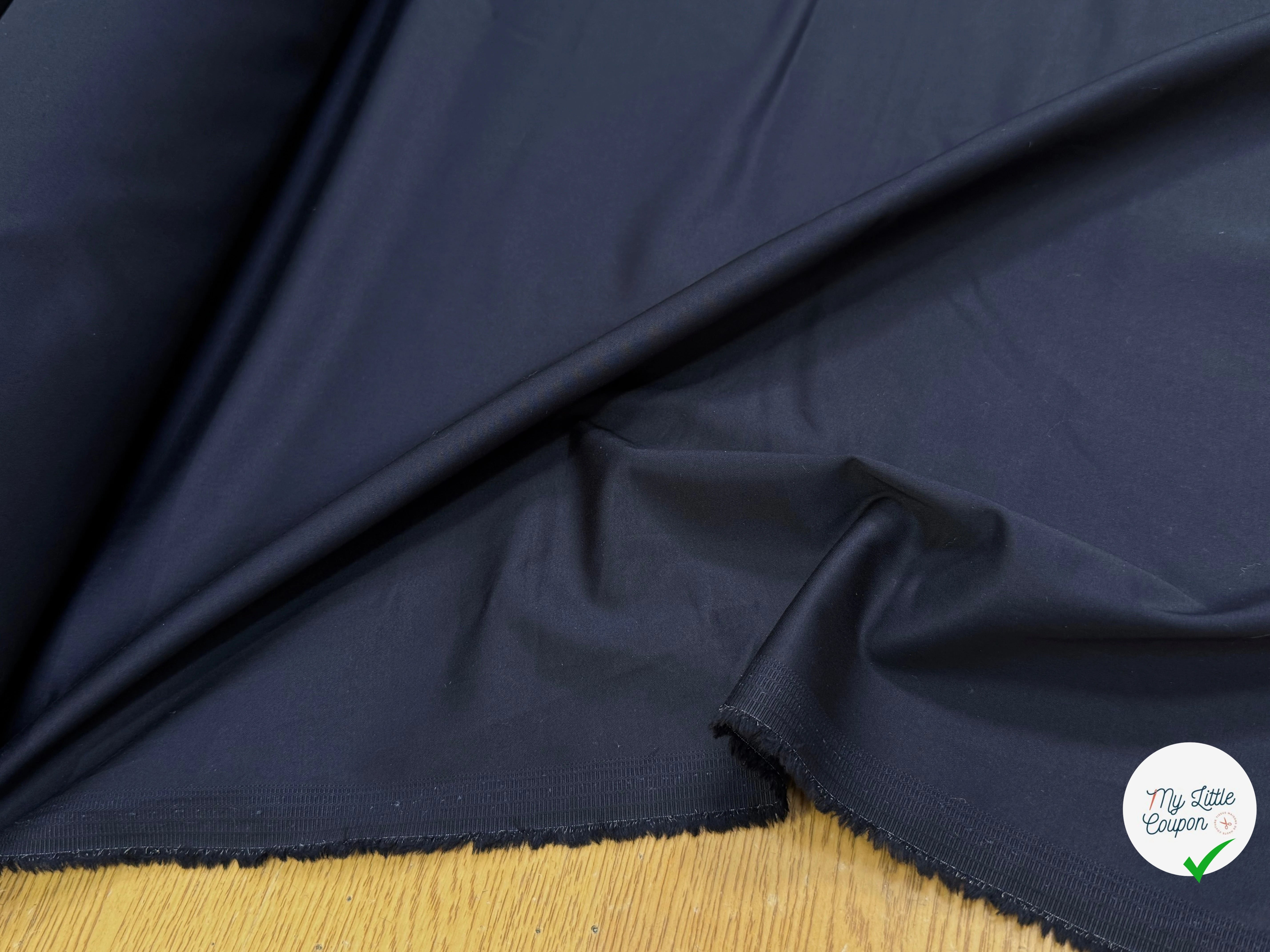 SATIN DE COTON BLEU MARINE 5% ÉLASTHANNE COUTURE - My Little Coupon