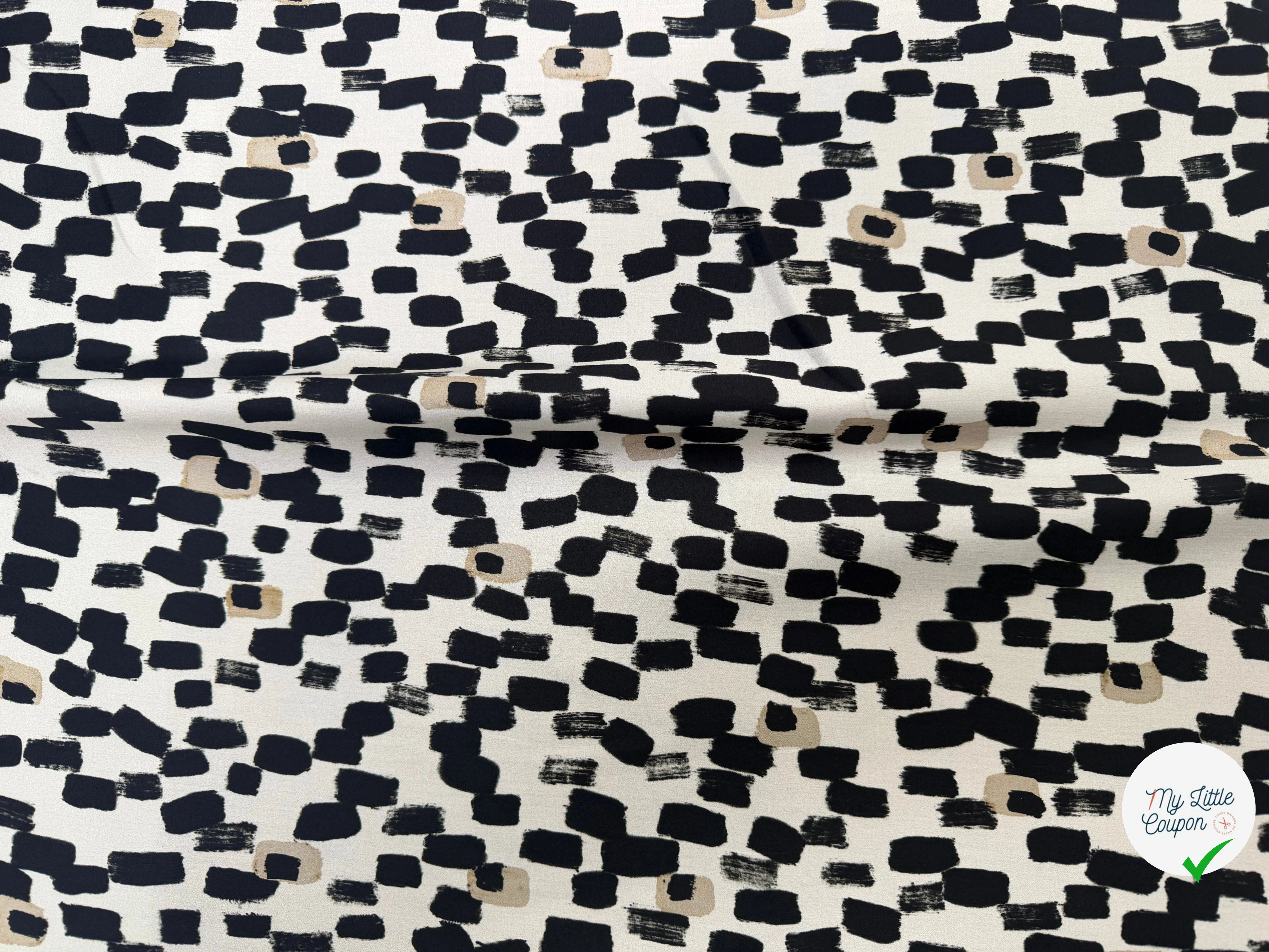 SATIN DE COTON IMPRIMÉ TACHES NOIR QUALITÉ PREMIUM - My Little Coupon