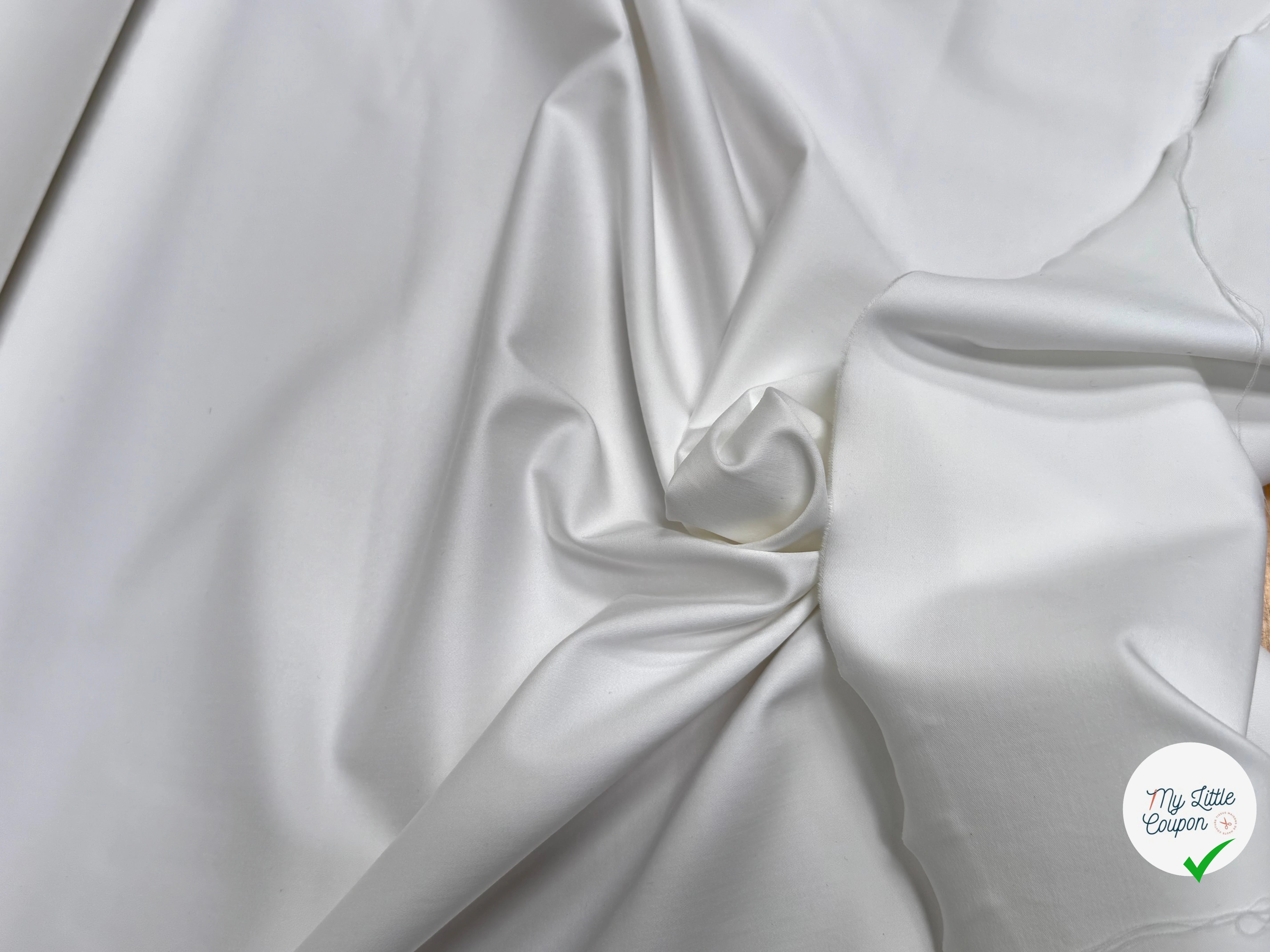 SATIN DE COTON LOURD QUALITÉ COUTURE CHIC BLANC - My Little Coupon