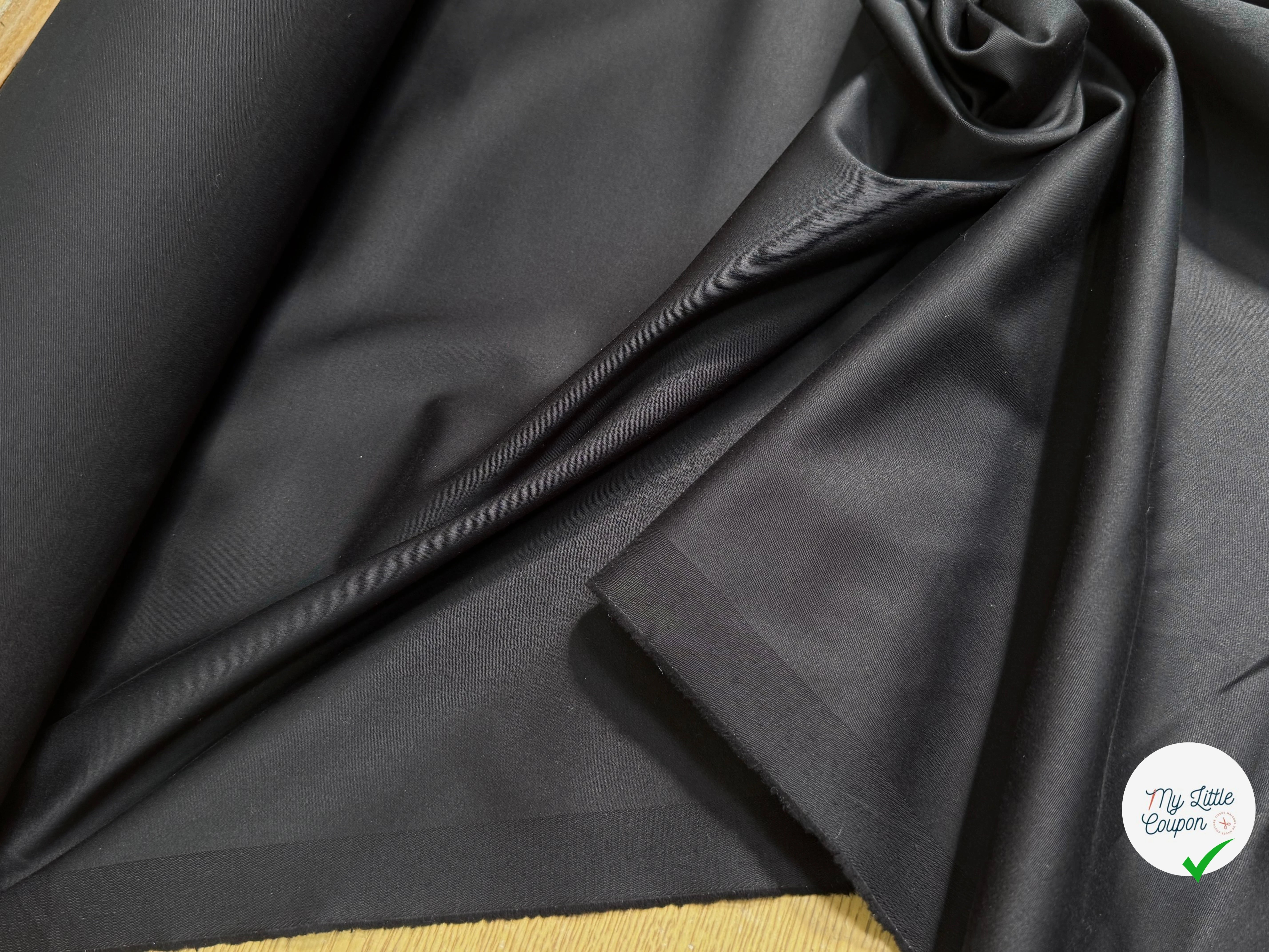 SATIN DE COTON LOURD ULTRA STRETCH NOIR TENUE ÉLÉGANTE - My Little Coupon