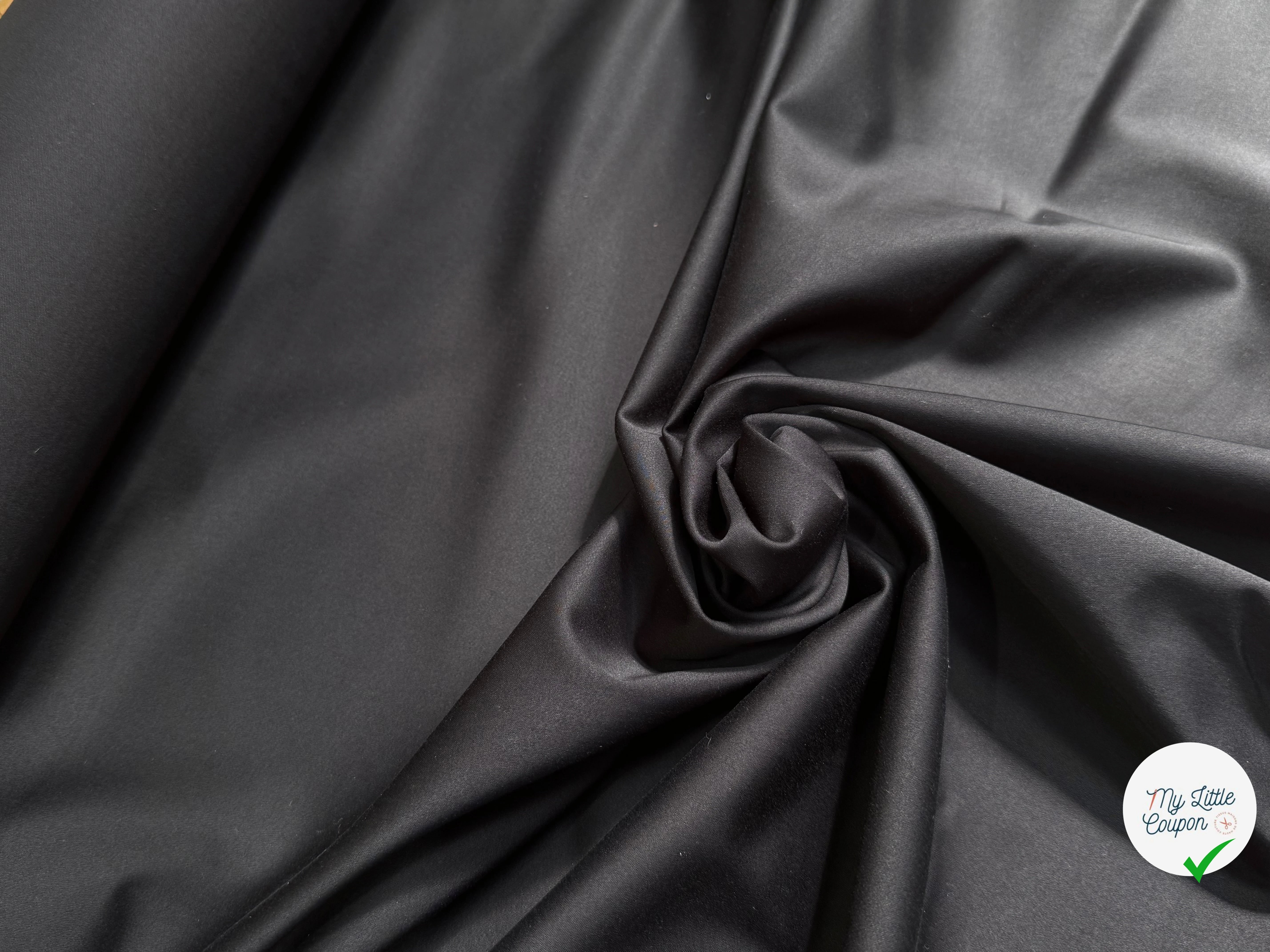 SATIN DE COTON LOURD ULTRA STRETCH NOIR TENUE ÉLÉGANTE - My Little Coupon