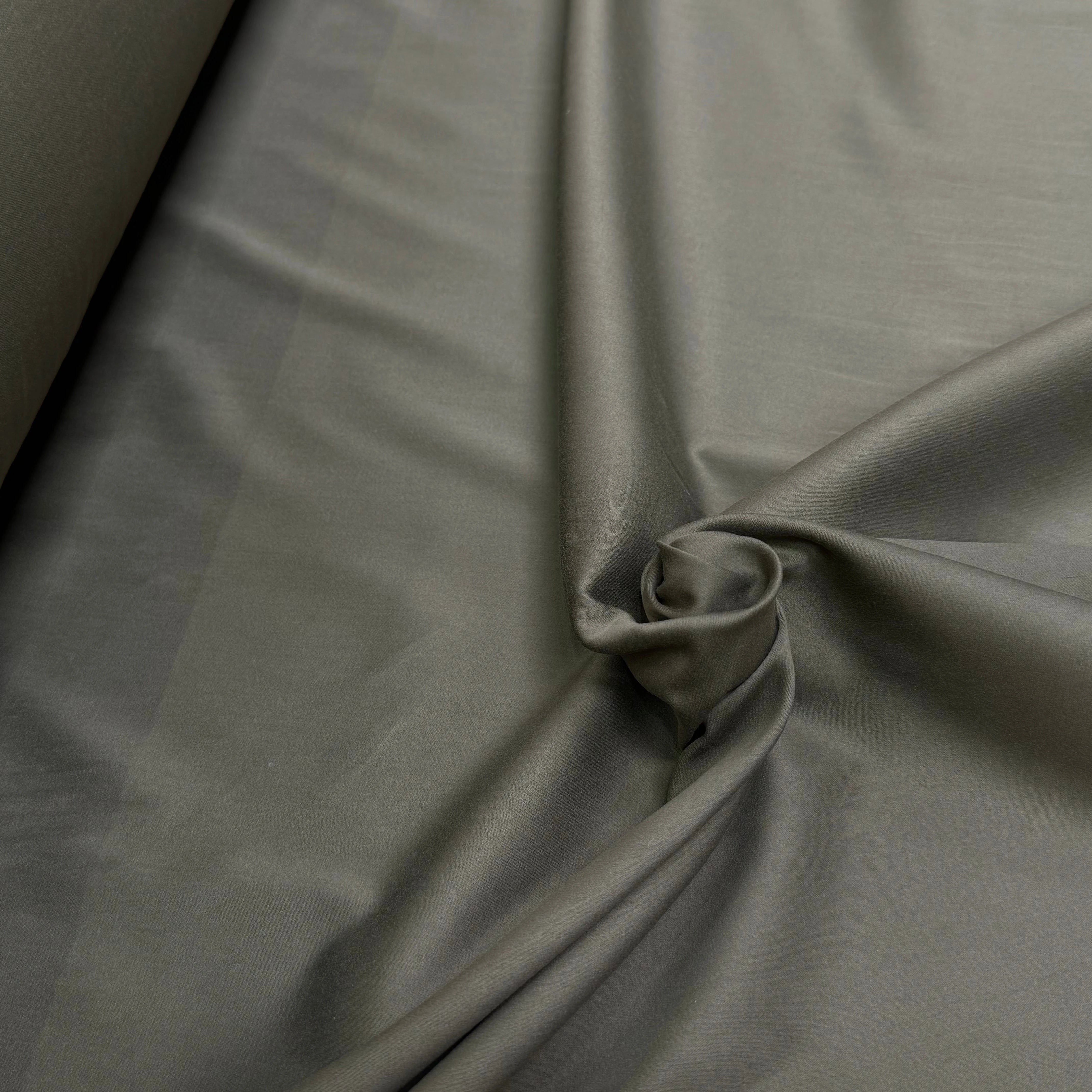 SATIN DE COTON LOURD VERT DE GRIS STRETCH COUTURE - My Little Coupon