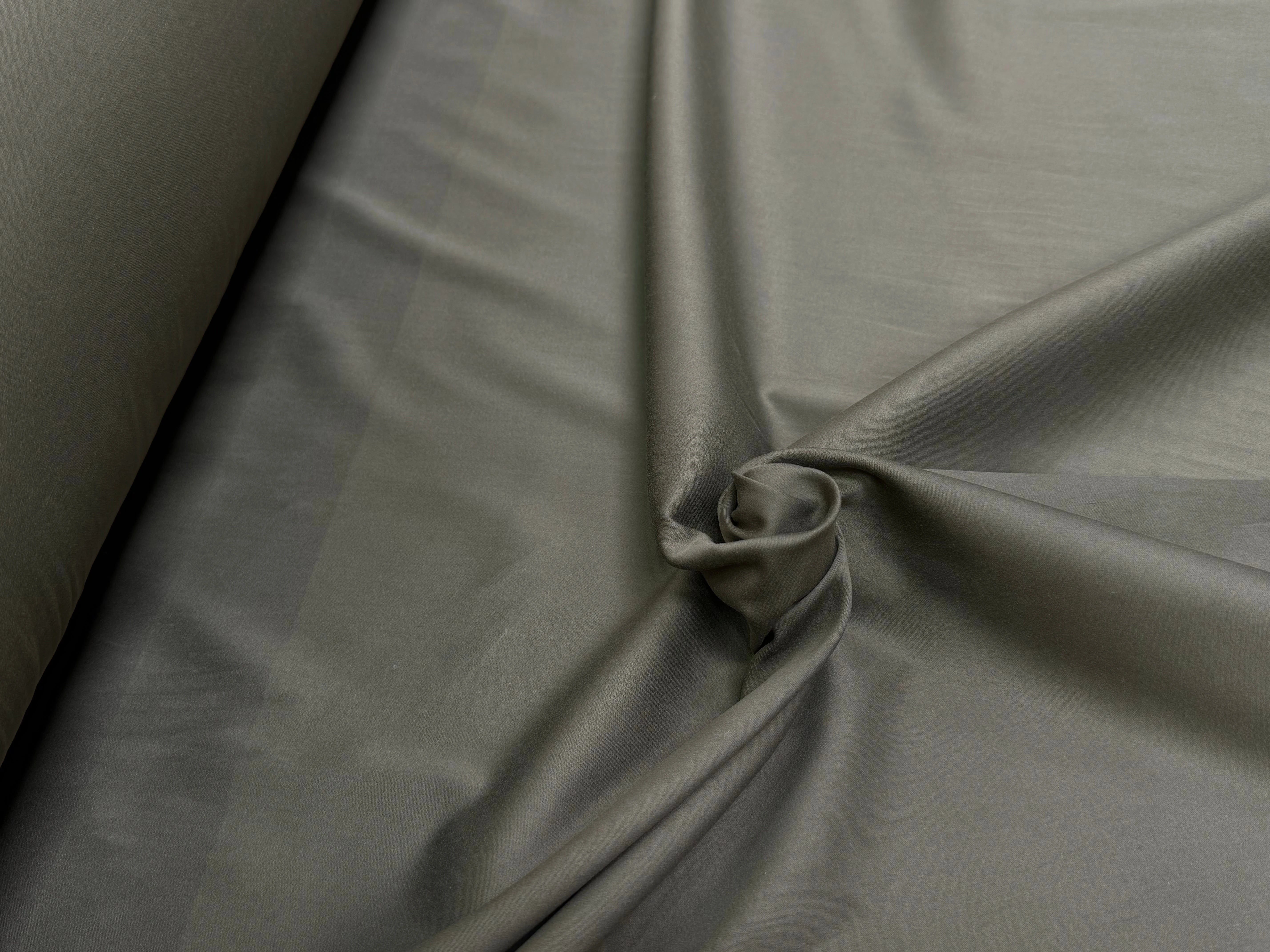 SATIN DE COTON LOURD VERT DE GRIS STRETCH COUTURE - My Little Coupon